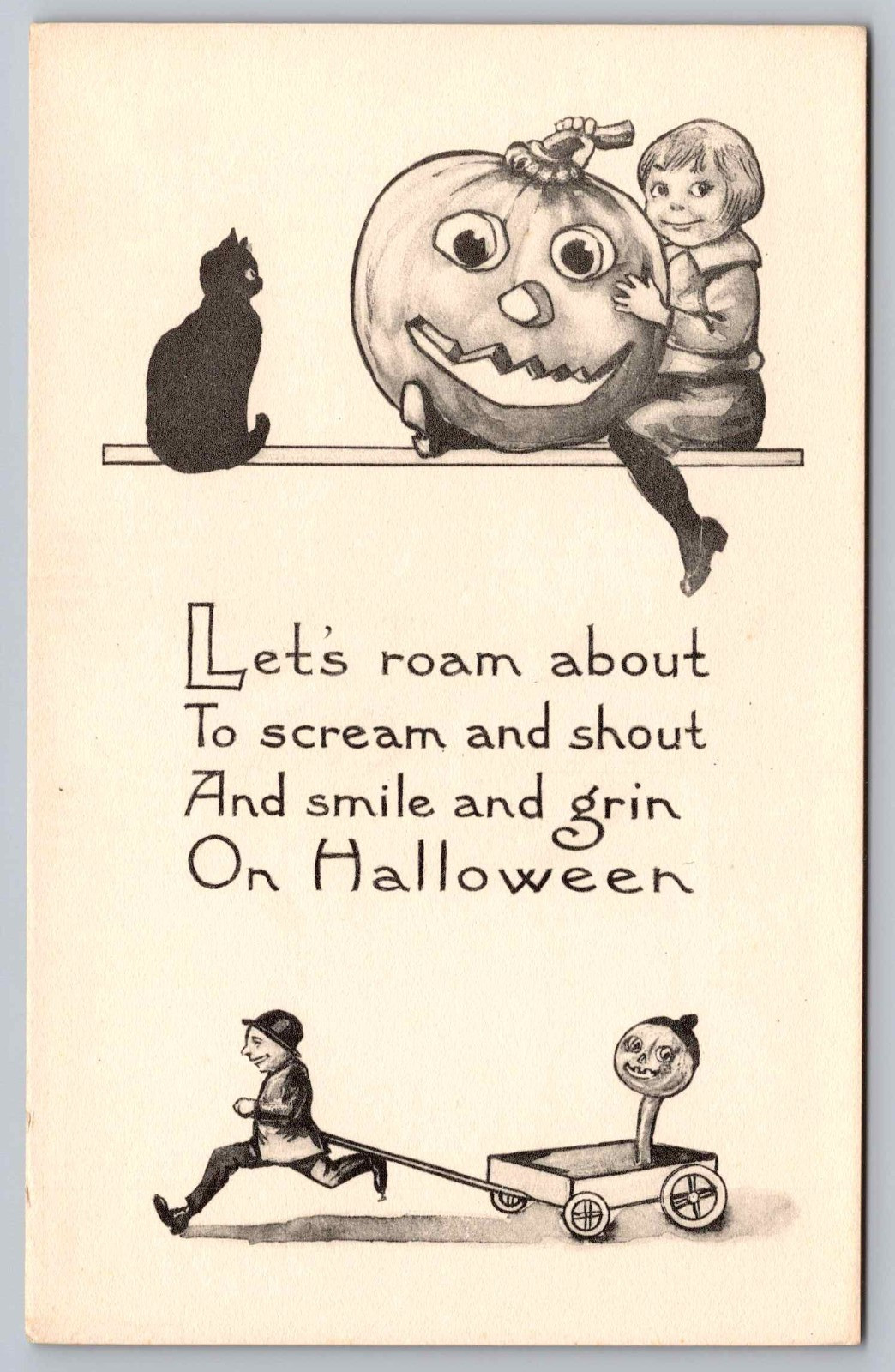 Postcard Halloween Let\'s Roam About to Scream and Shout  S. Bergman 9033