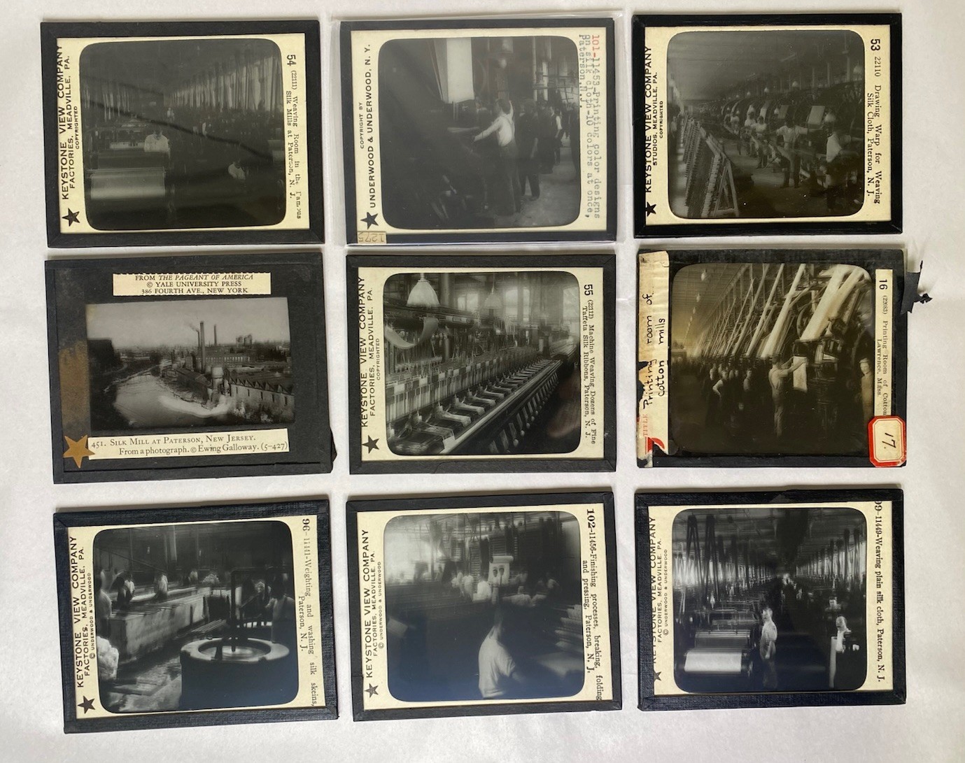 Antique Paterson NJ Silk Mills PHOTOGRAPHIC LANTERN SLIDES Estate LOT OF 9 Glass Antique Paterson NJ Silk Mills PHOTOGRAPHIC LANTERN SLIDES Estate LOT OF 9 Glass
