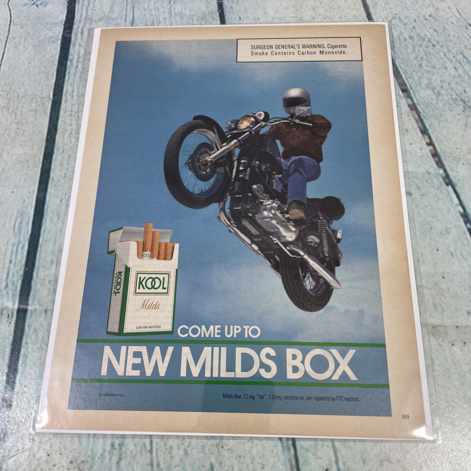 1986 Kool Cigarettes Motorcycle Vtg Print Ad/Poster Pinup Promo Art Magazine Pg 1986 Kool Cigarettes Motorcycle Vtg Print Ad/Poster Pinup Promo Art Magazine Pg
