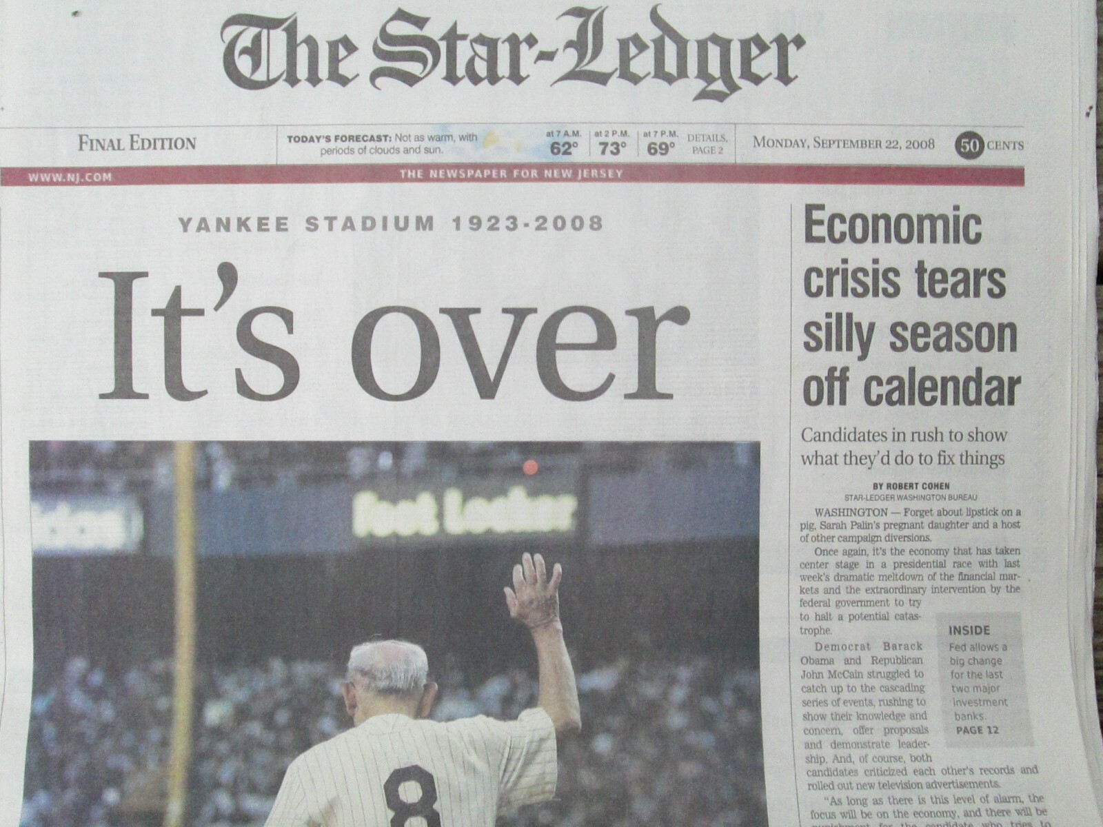 The Star-Ledger Sept 22, 2008 \