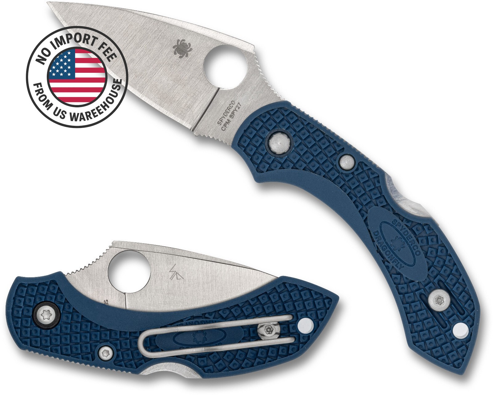 Spyde𝔯co Dragonfly 2,Cobalt Blue FRN Handl CPM SPY27 Steel, Sprint Run C28PCBL2