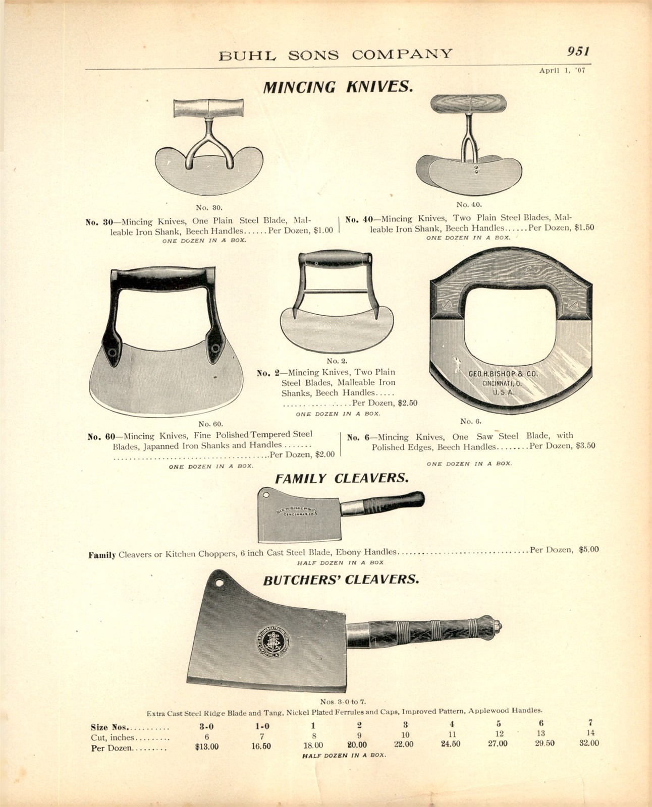 1907 PAPER AD Antique Vintage Fayette Plumb Family Butcher Cleaver Mincing Knife