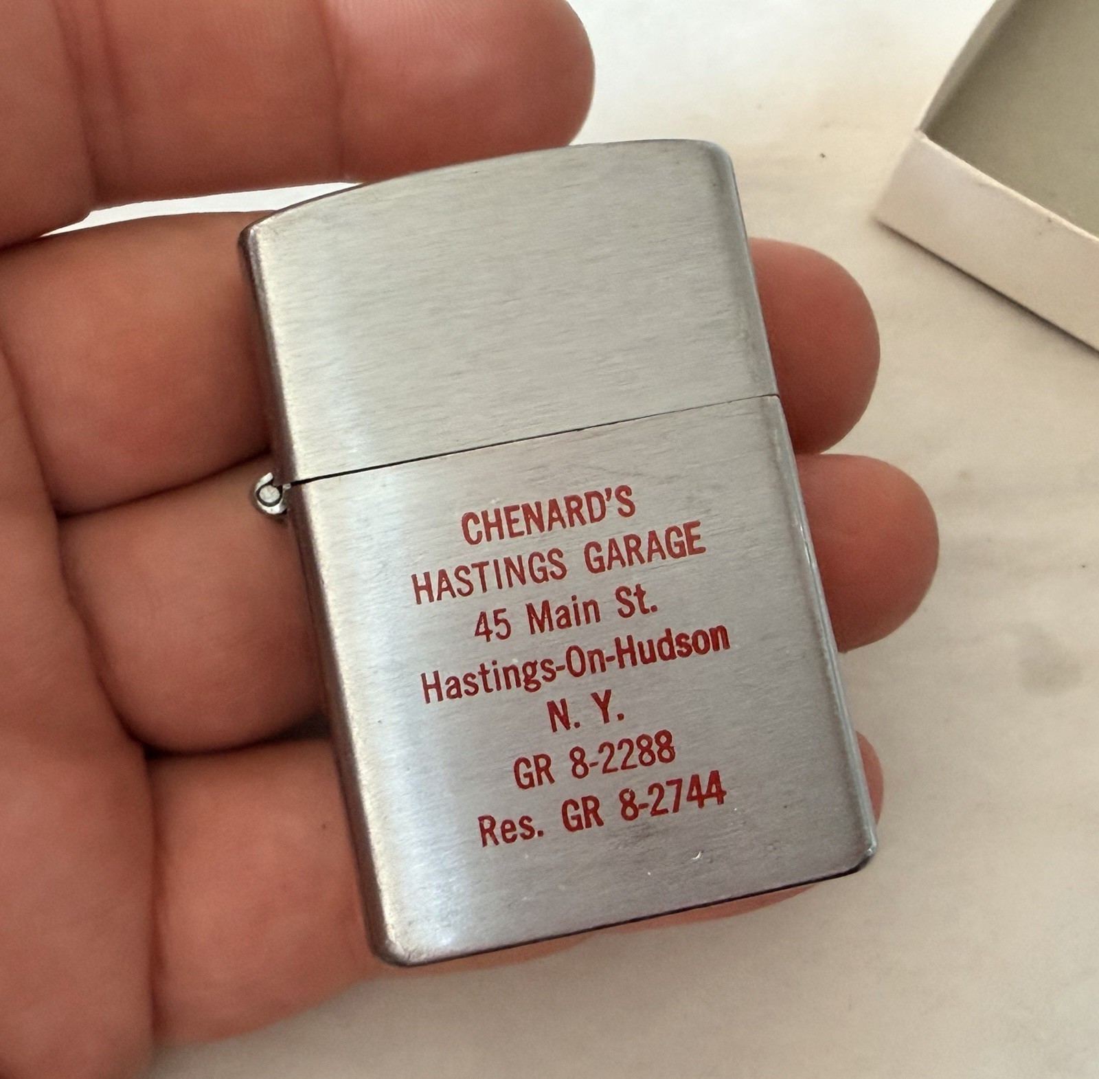 Vintage Atlantis Chenard’s Hastings Garage NY Advertising Lighter