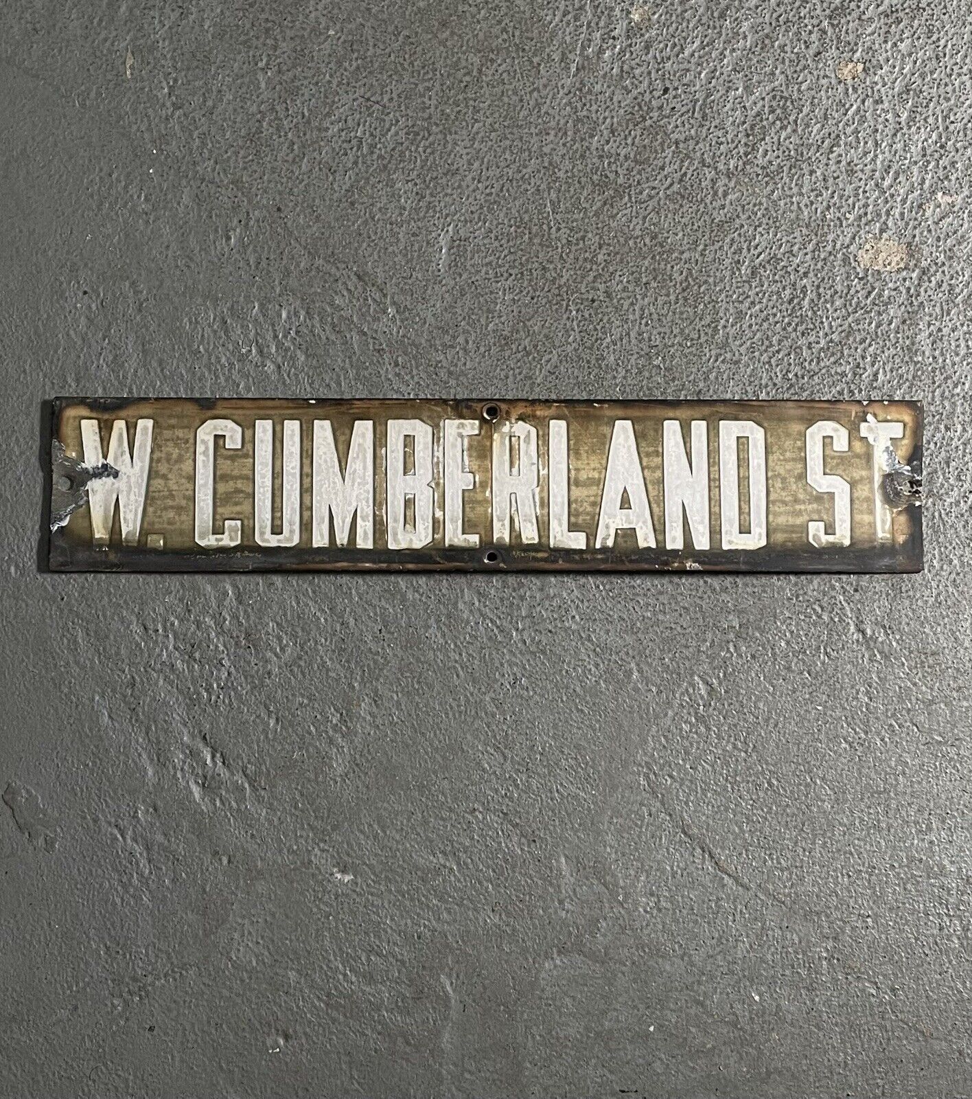 Antique Porcelain Street Sign W. Cumberland ST Pennsylvania 1900s Street Sign 