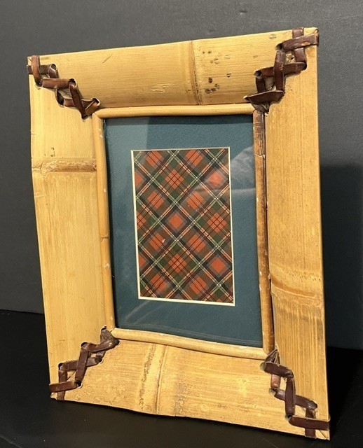 Vintage MacKenzie-Childs Aurora NY Bamboo & Leather Picture Frame 8.5