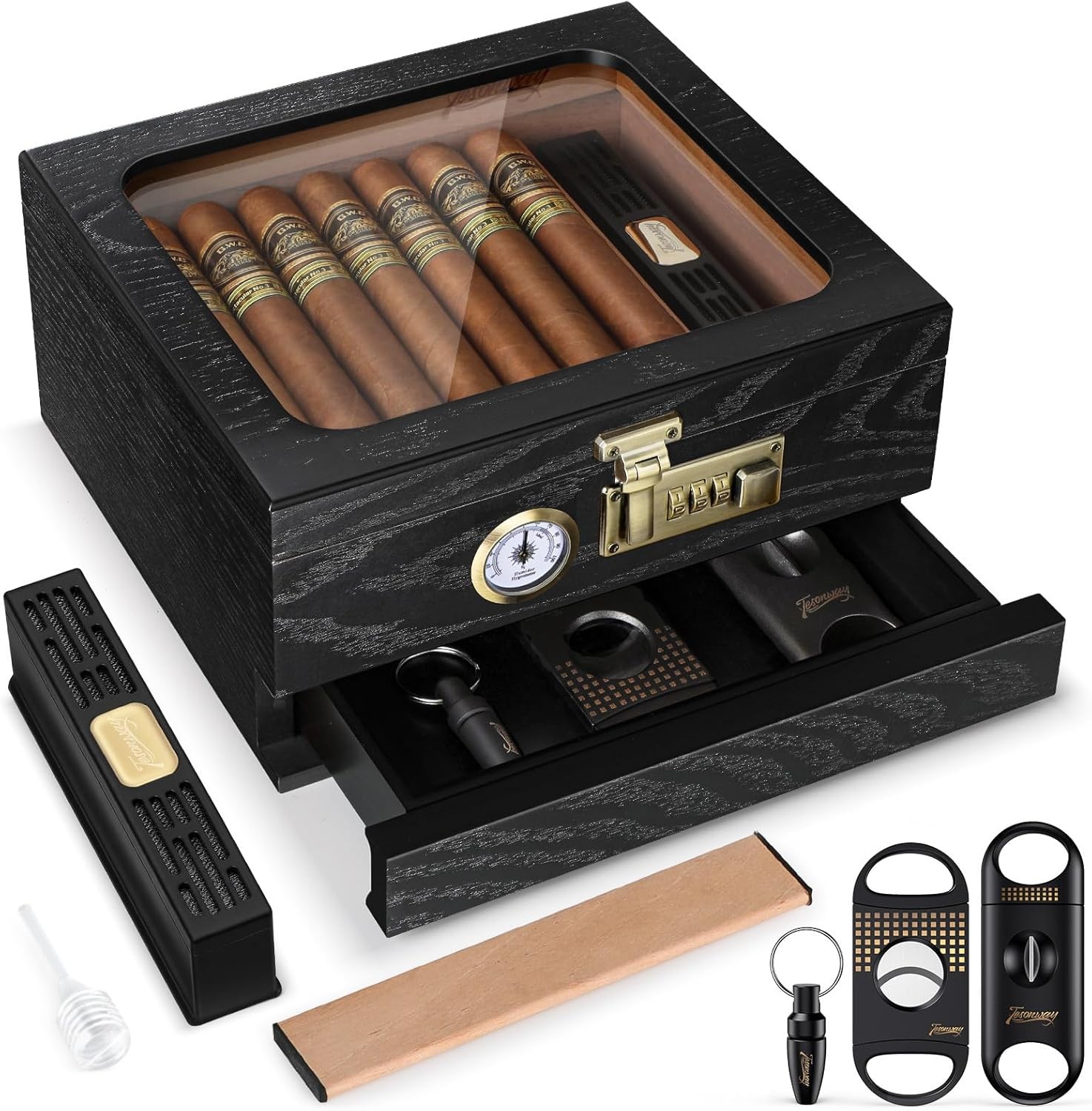 Caja De Humidor De Cigarros De Madera De Cedro Funda De Humidor Para Puros NUEVO