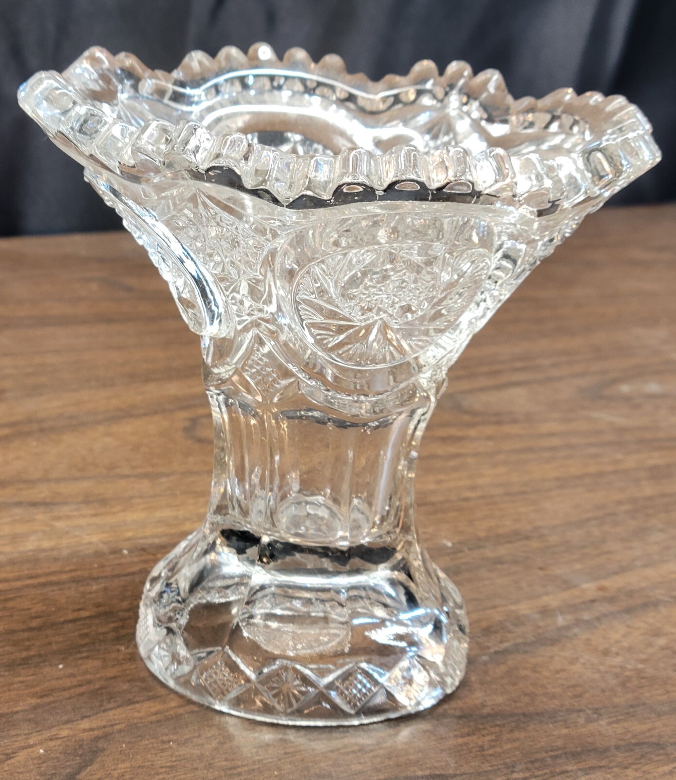  Antique EAPG Clear Pressed Glass Vase
