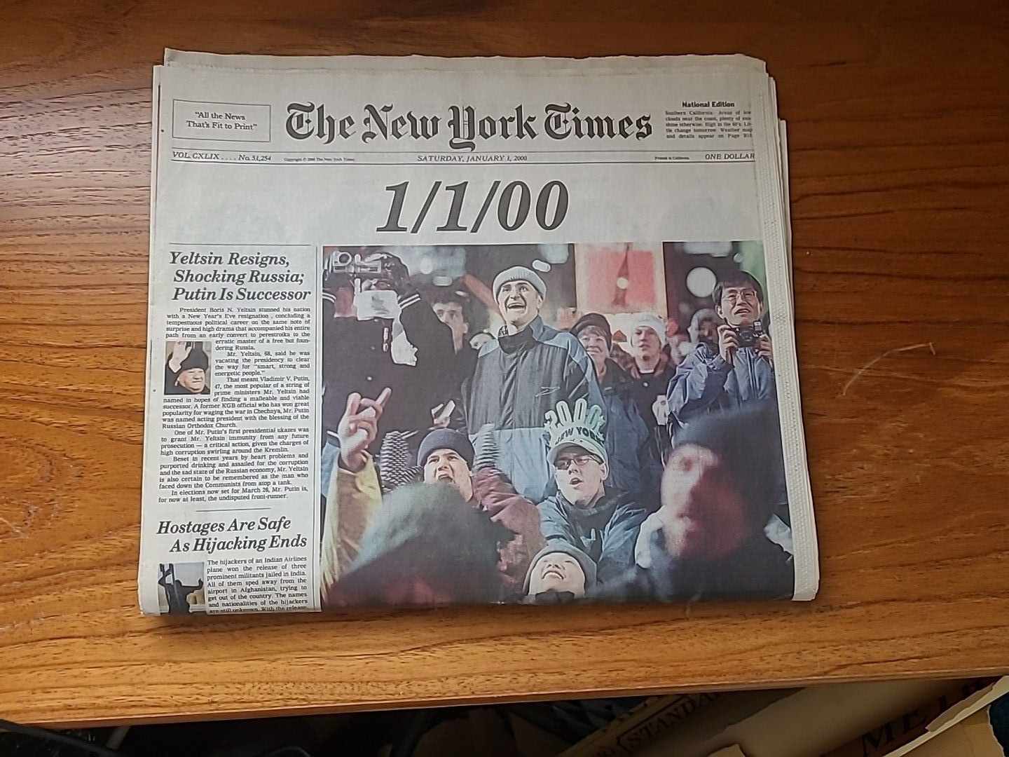 New York Times 1/1/00 Jan 1 2000 1st Day Issue Complete