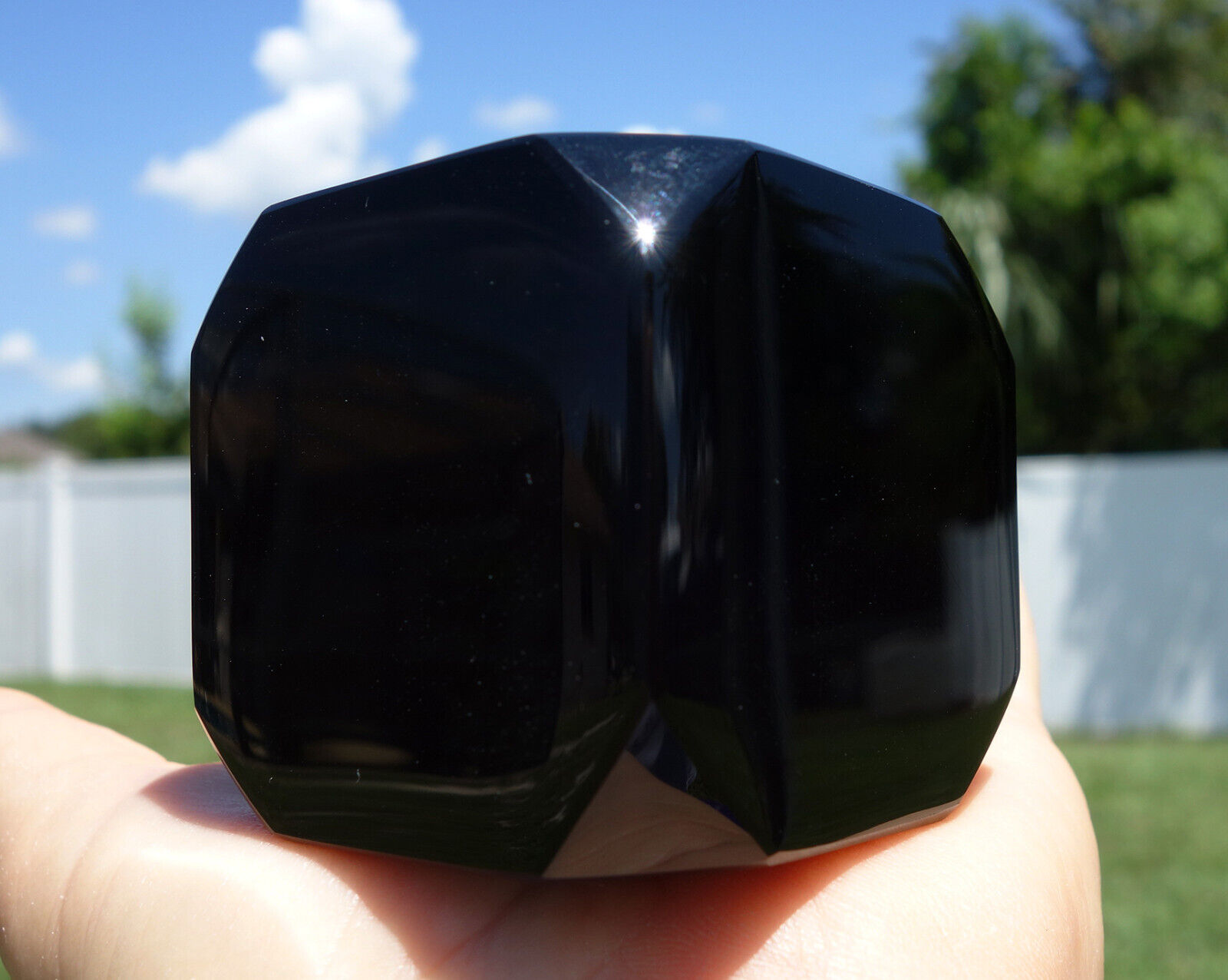 Big Black Solid OBSIDIAN CUBE Scrying Mirror Tarot Crystal MEXICO Volcanic Glass