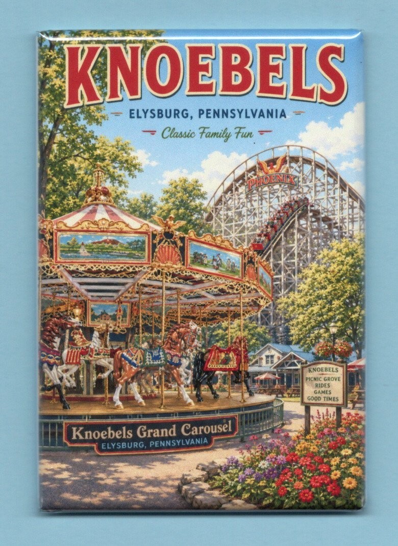 KNOEBELS ELYSBURG PARK KINGDOM TRAVEL POSTER *2X3 FRIDGE MAGNET* SOUVENIR  PA