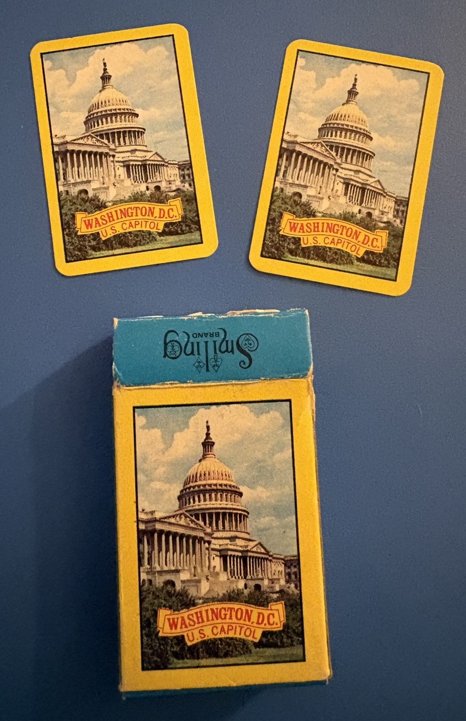 Vintage SMILING Miniatures Playing Cards Washington DC Plastic Coated Complete 