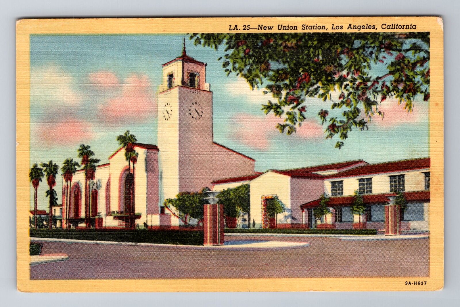 Los Angeles CA-California, New Union Station, Antique, Vintage Souvenir Postcard
