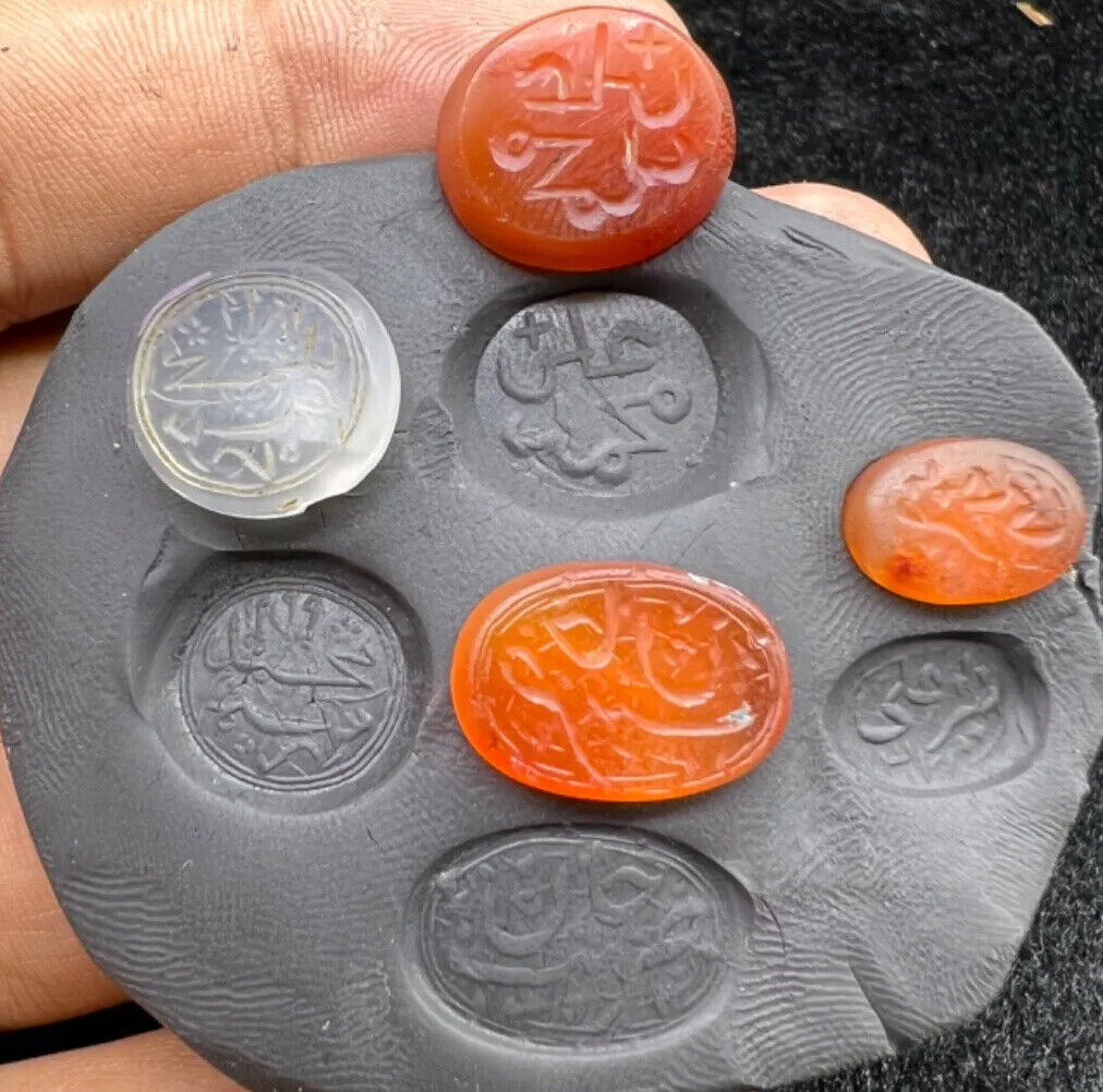 Ancient Old Islamic Era Four Different Kings Name Calligraphic Agate Stone Seal