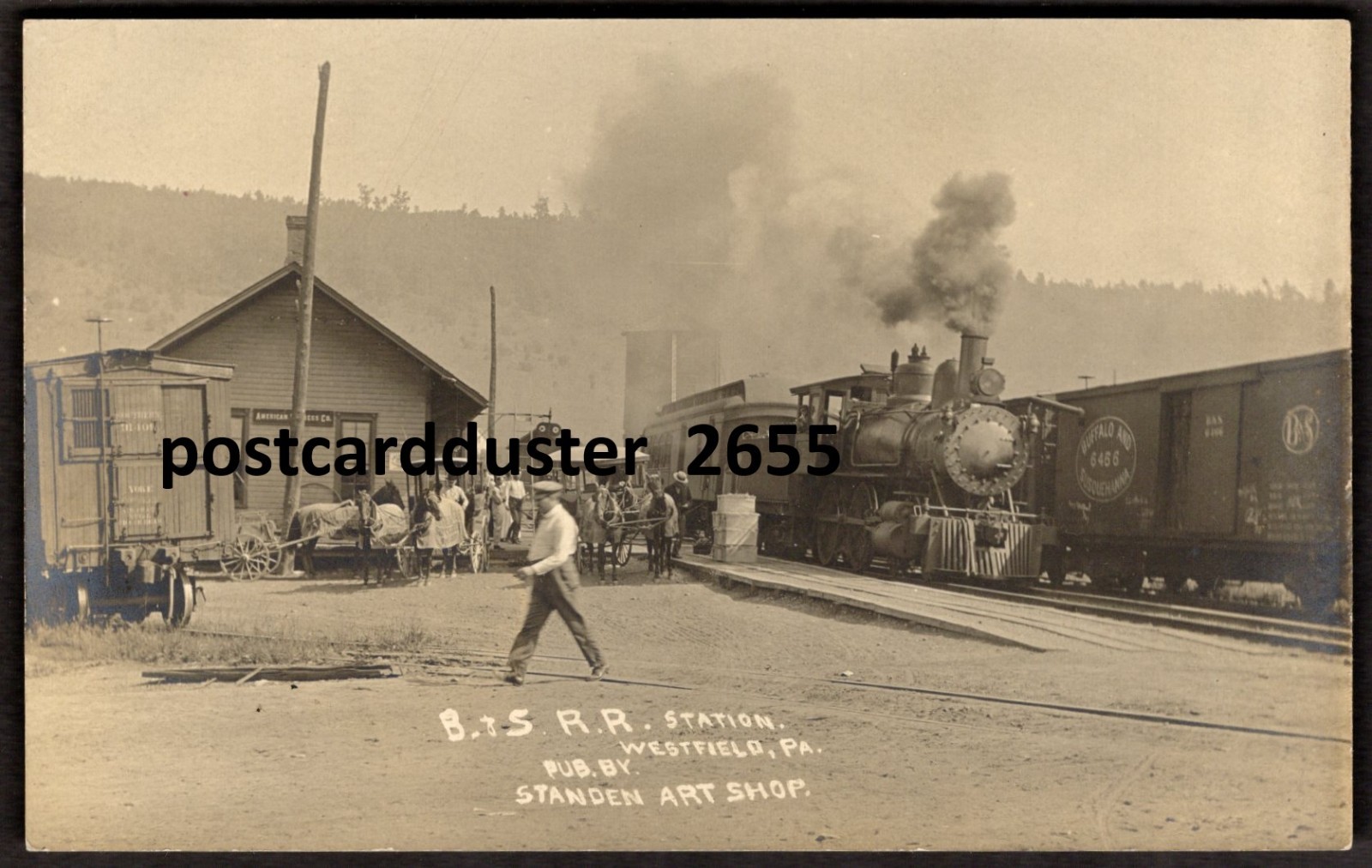 WESTFIELD Pennsylvania 1910s B&S RR Train Station Real Photo Postcard by Standen