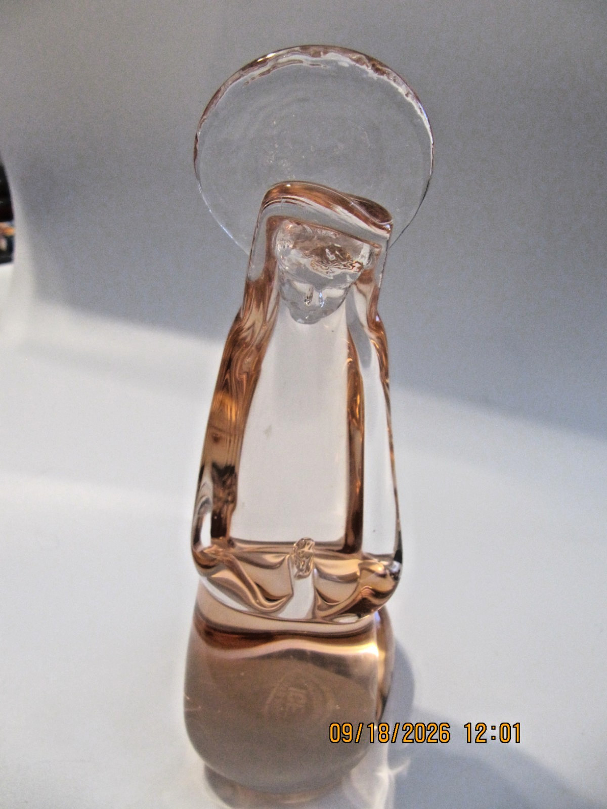 VTG ICET ARTE Murano Glass Praying Madonna Mary Halo Figure