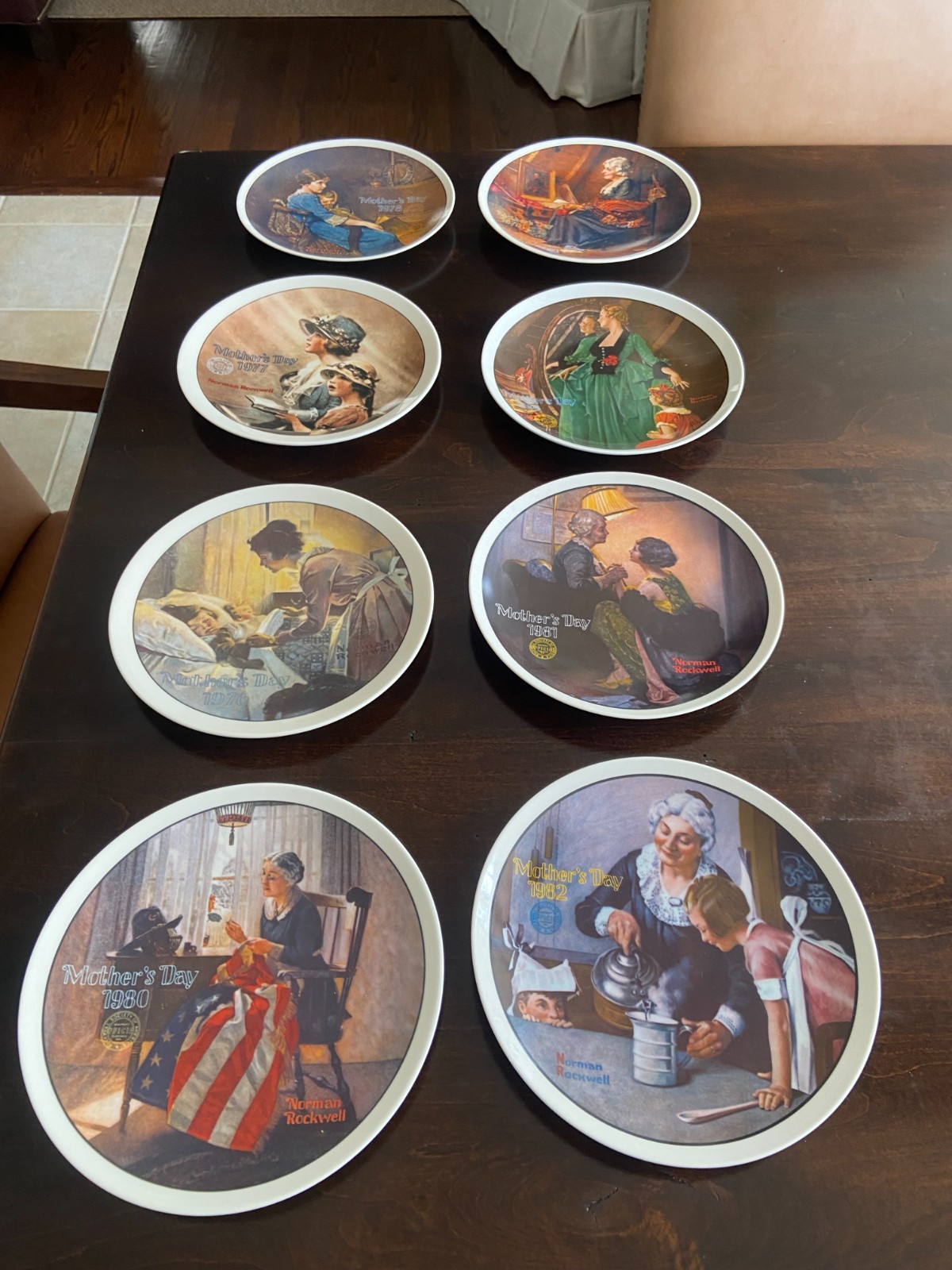Norman Rockwell Set of 8 Mother\'s Day Plates 1976 -1984