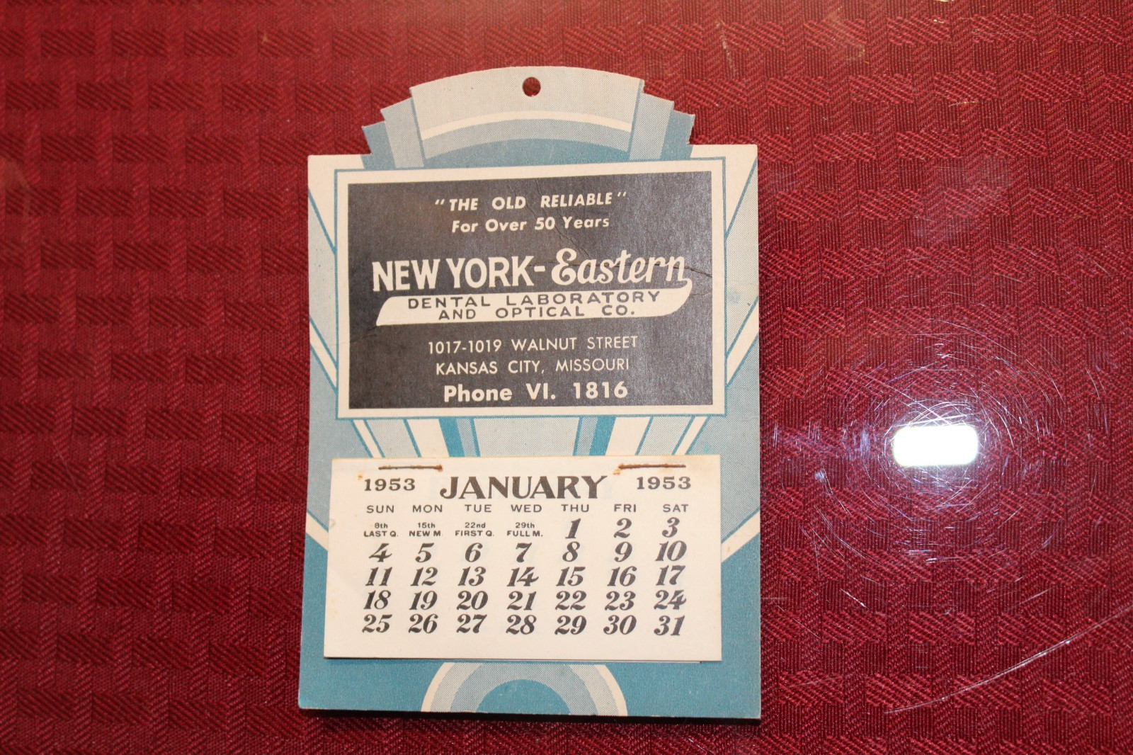 1953 Ads Calendar New York - Eastern Dental Laboratory and Optical Co.