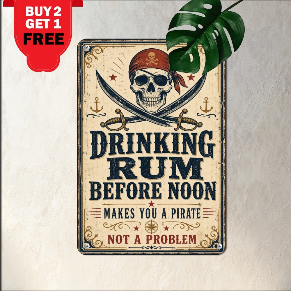 Funny Sailor Rum Drinking Metal Sign Vintage Coastal Pub Wall Decor Tin