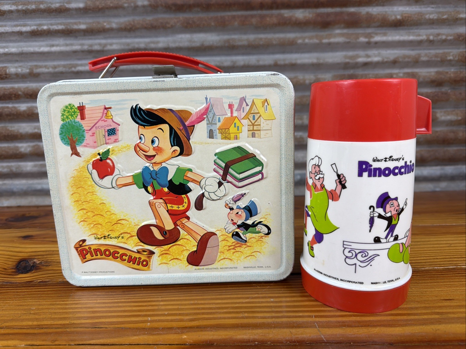 Vintage Disney PINOCCHIO Lunchbox 1971 Lunch Box & Thermos AMAZING Condition