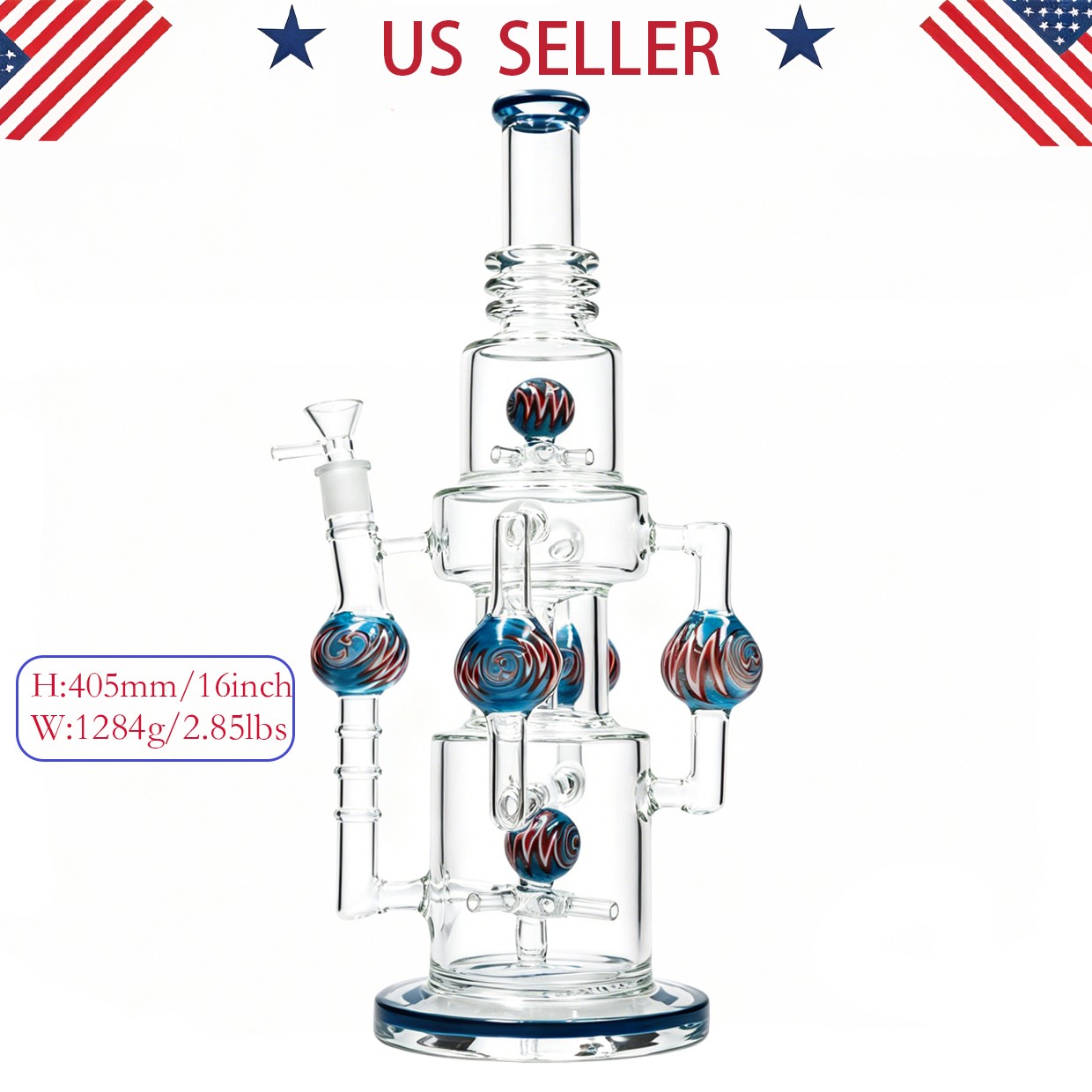 Super Heavy 16''(XL) Glass Bong and Water Pipes Smoking Perc Bongs w/14mm bowl