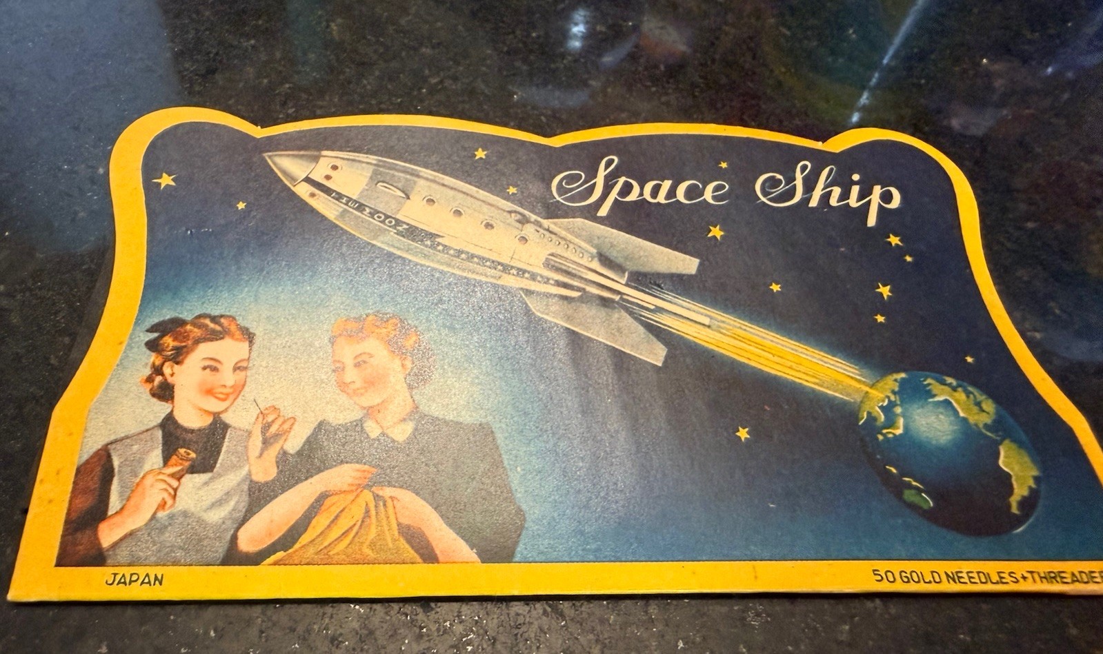 VTG 1950s Space Ship Needle Book Japan NOS Rocket Sci-Fi Sewing Pack Unused 