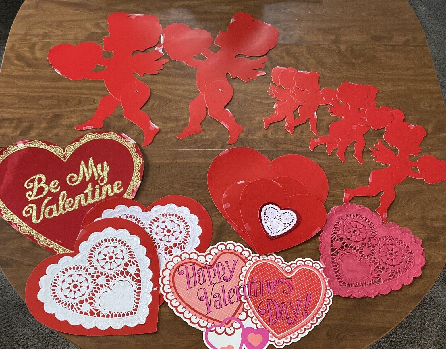 18 Vintage Valentines Day decoration lot Cupid heart paper