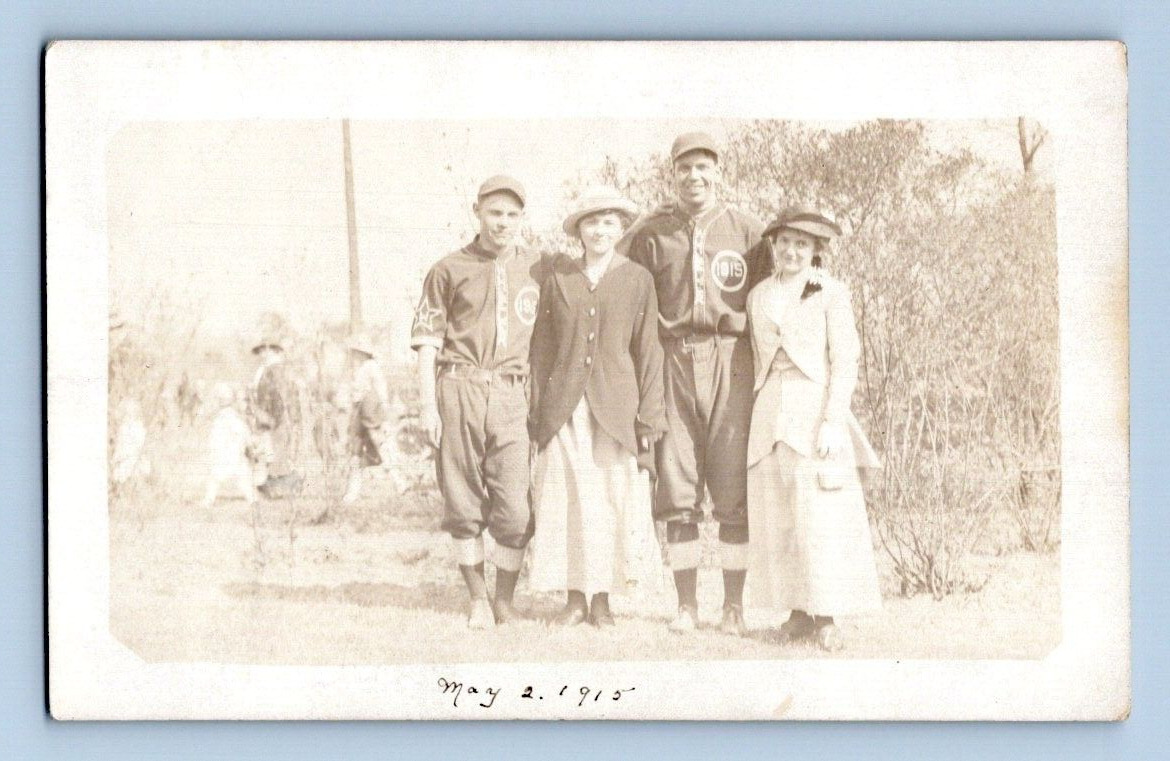 RPPC 1915. WHEELER, OREGON BASEBALL PLAYERS POSING WITH GALS. POSTCARD 1A36