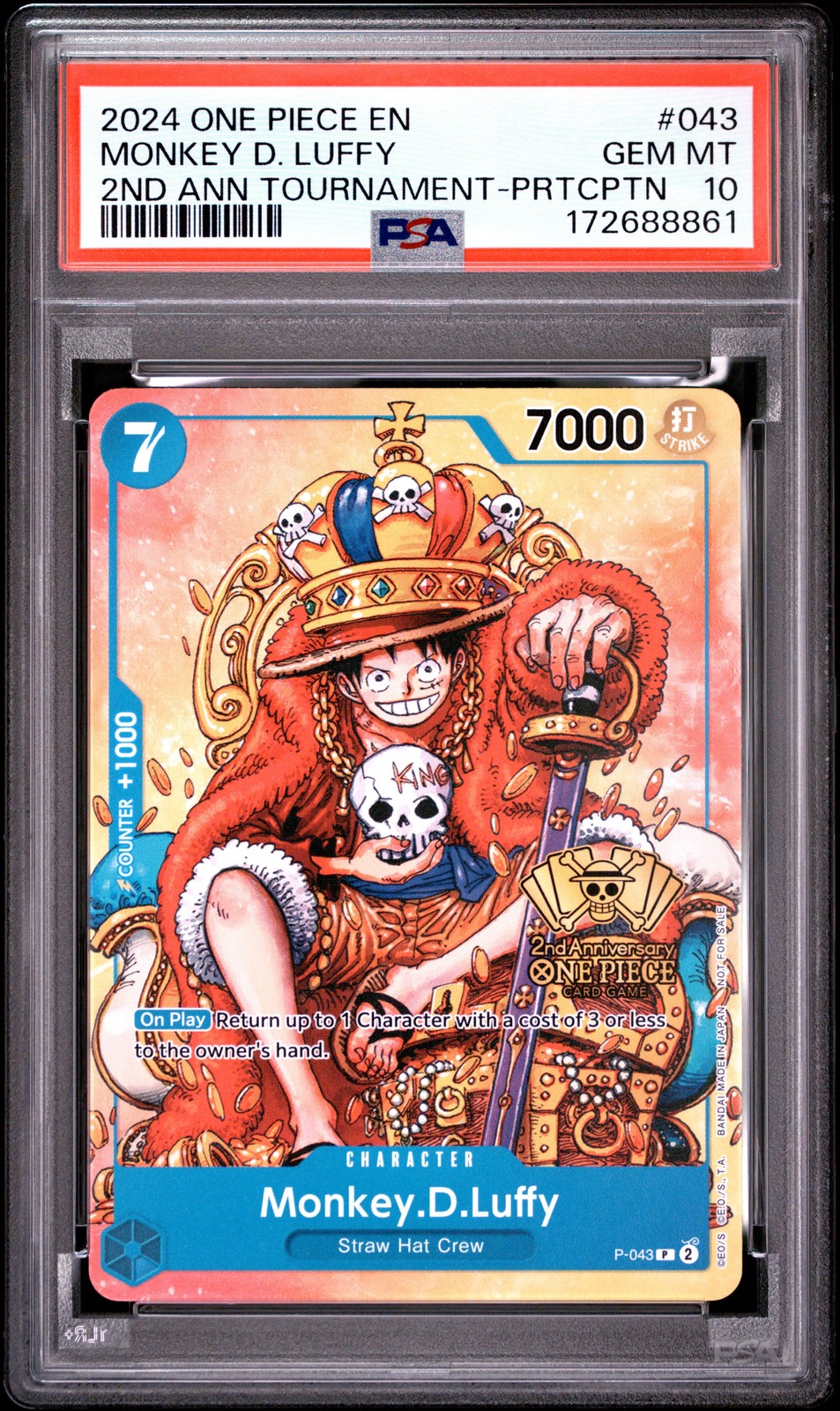 2024 ONE PIECE PROMOS #043 MONKEY D. LUFFY PSA 10