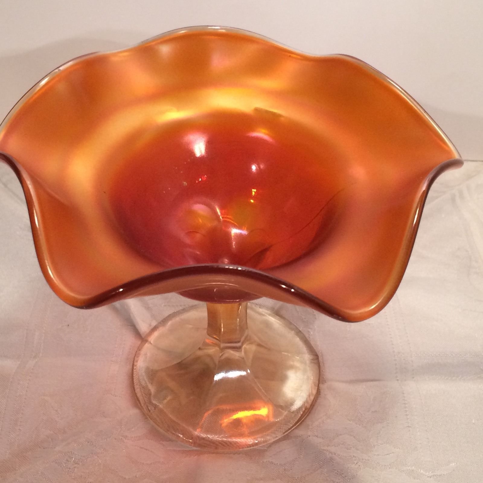 Dugan Or Northwood Marigold Iridescent Compote Dugan Or Northwood Marigold Iridescent Compote