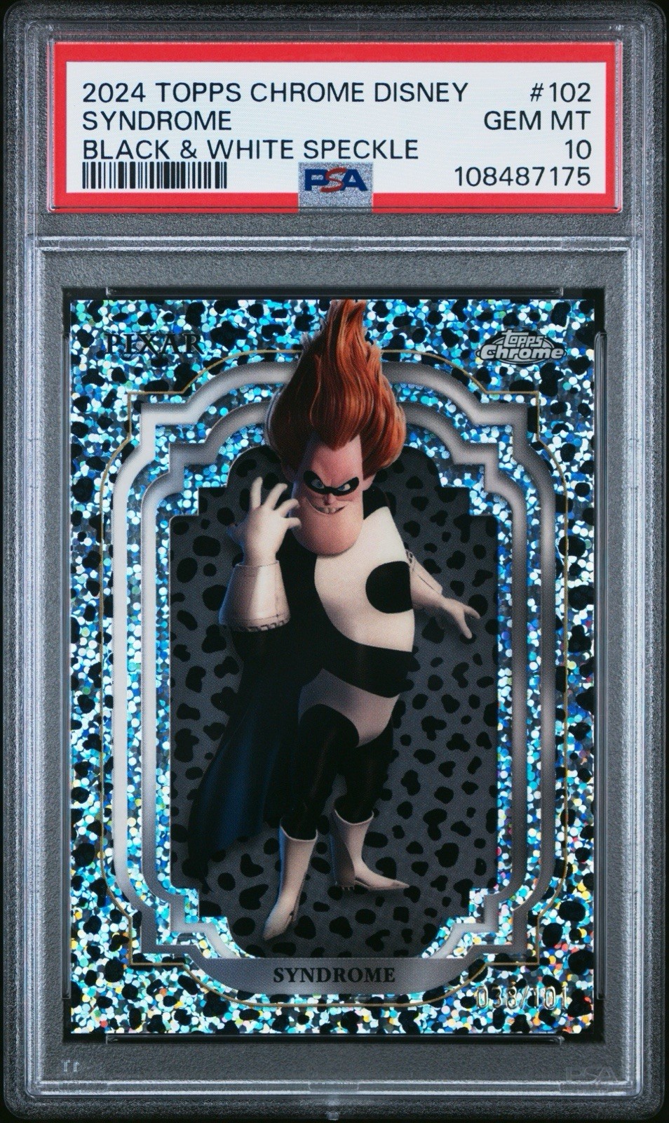 2024 TOPPS CHROME DISNEY SYNDROME BLACK & WHITE SPECKLE /101 PSA 10 #102 2024 TOPPS CHROME DISNEY SYNDROME BLACK & WHITE SPECKLE /101 PSA 10 #102