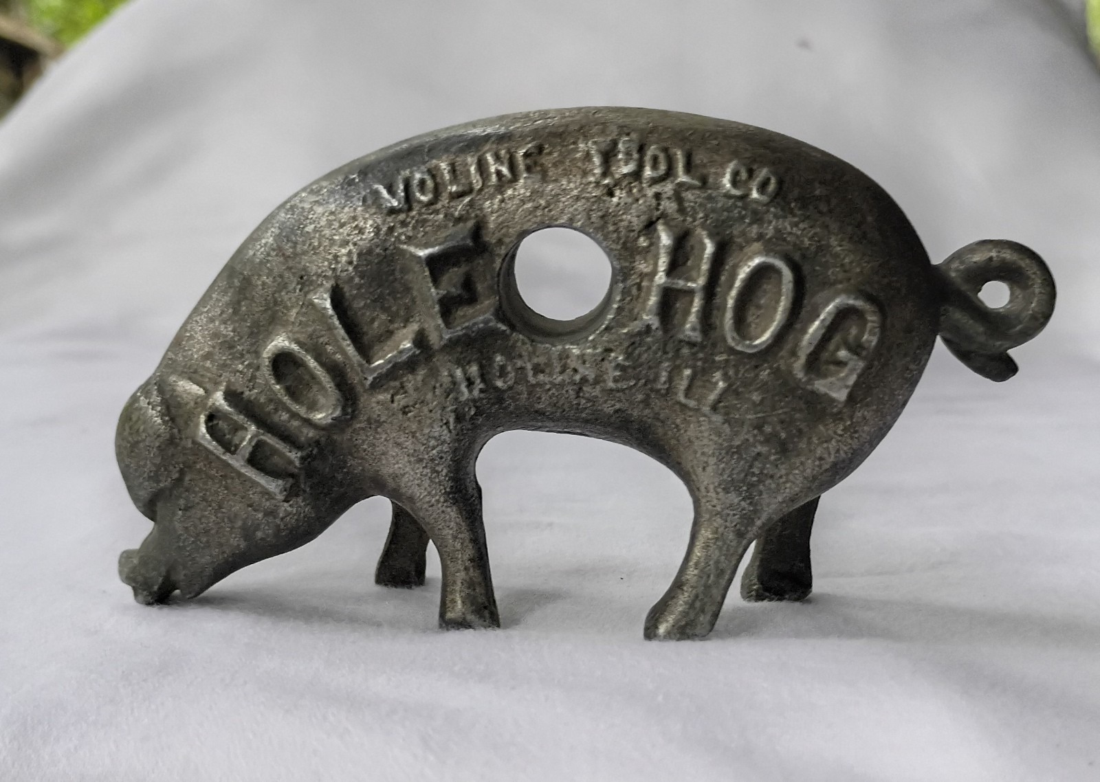 Moline Tool Co. Hole Hog Promo Paperweight Rare 1900\'s Cast Metal (Not Iron) 
