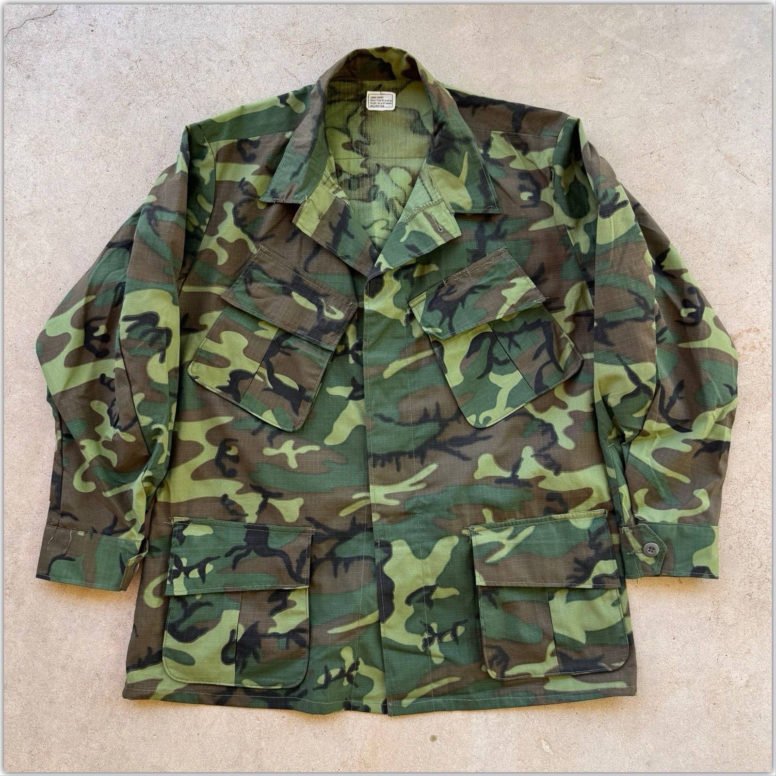 NOS 1968 Vietnam Ripstop Poplin LARGE SHORT Jungle Slant Jacket Vtg 60s Unworn