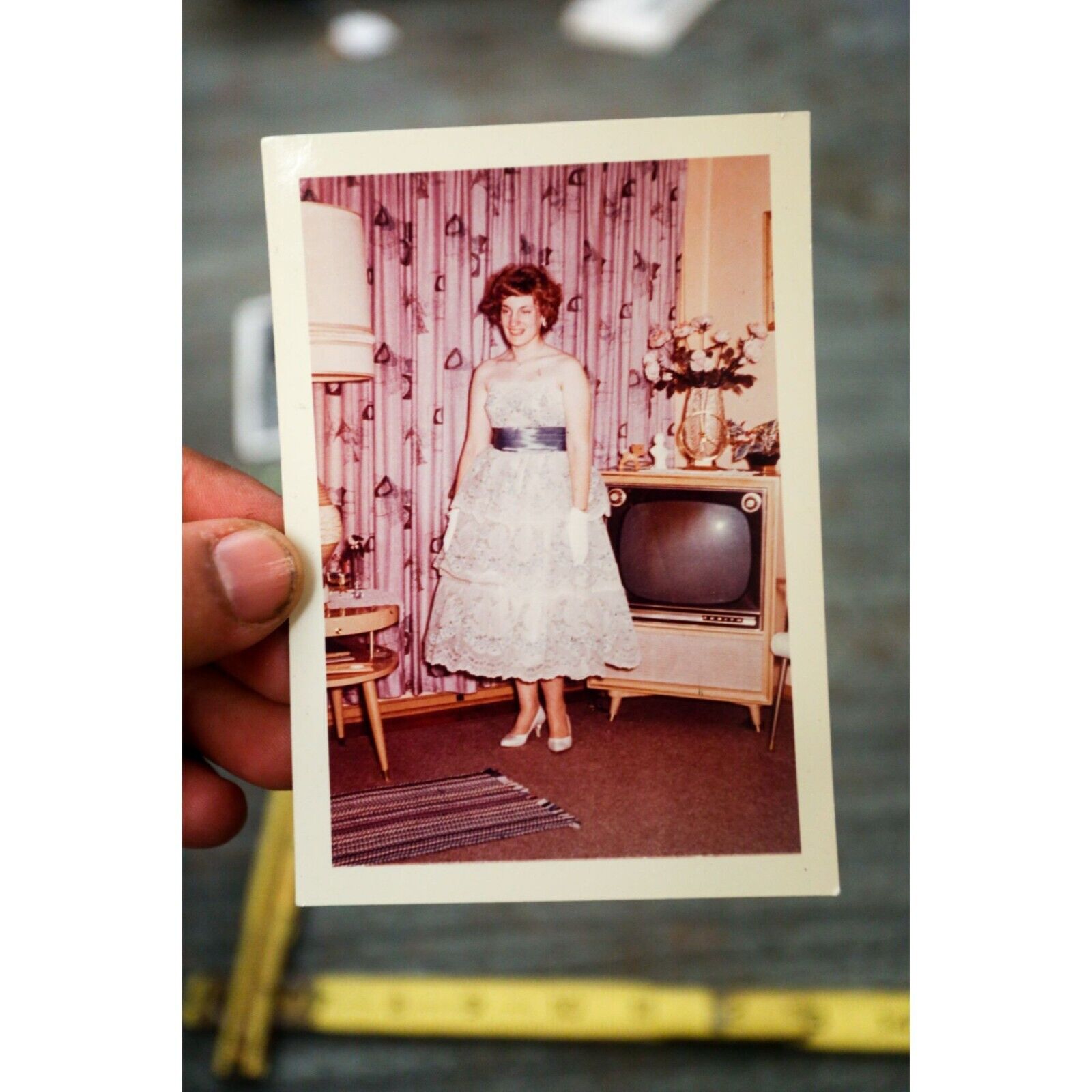 Homecoming Prom Blue 1950s Dress Vintage TV Jefferson Clock Vintage Snapshot