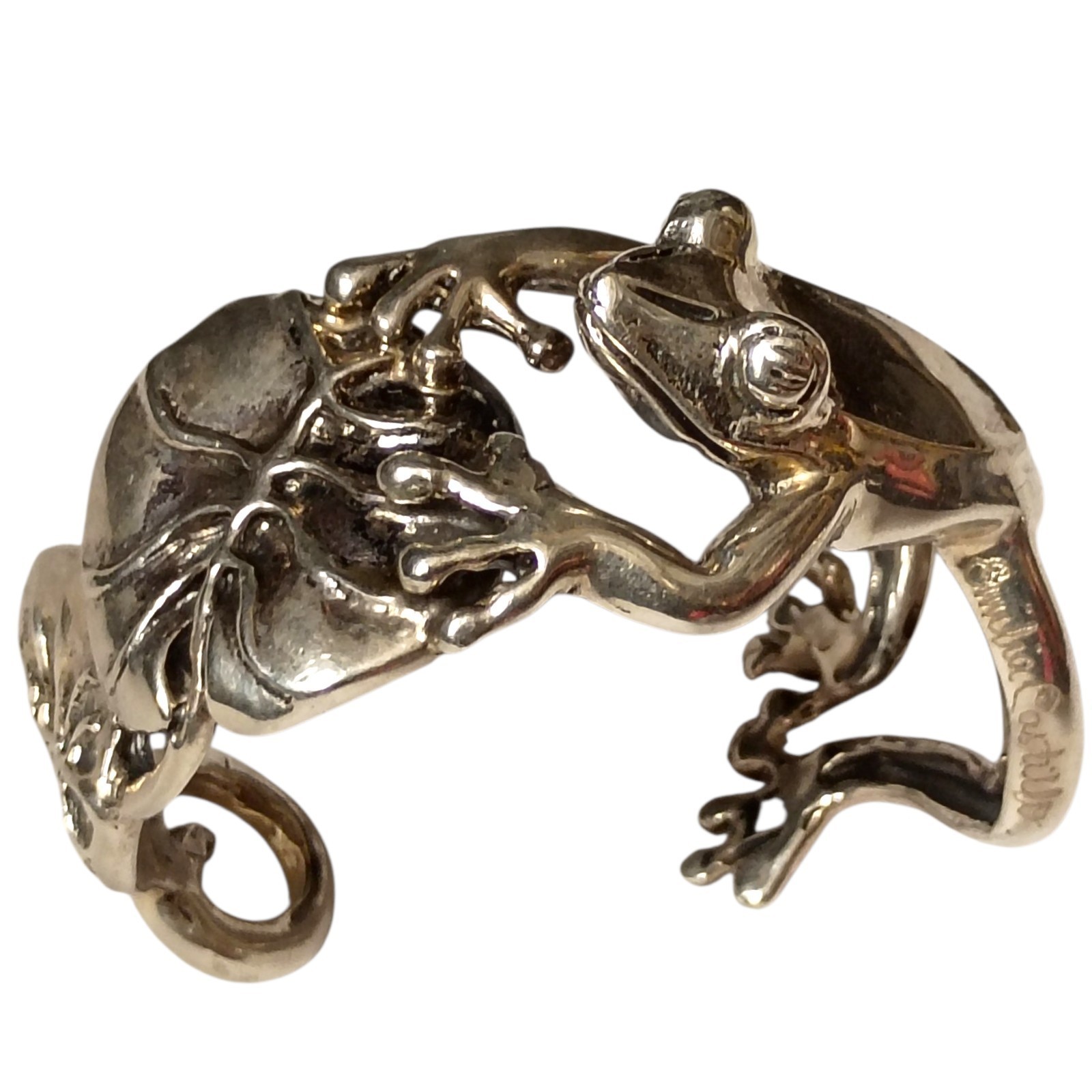94.8gr Stunning Emilia Castillo Sterling silver Frog Cuff Bracelet 
