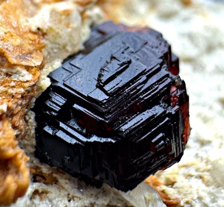 130 Gm Full Terminated Spessertine Garnet Crystal On Matrix @PAK