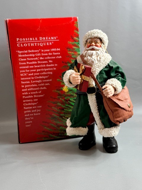 Santa Claus Crinkle Clothtique Christmas Figurine Possible Dreams Delivery Green