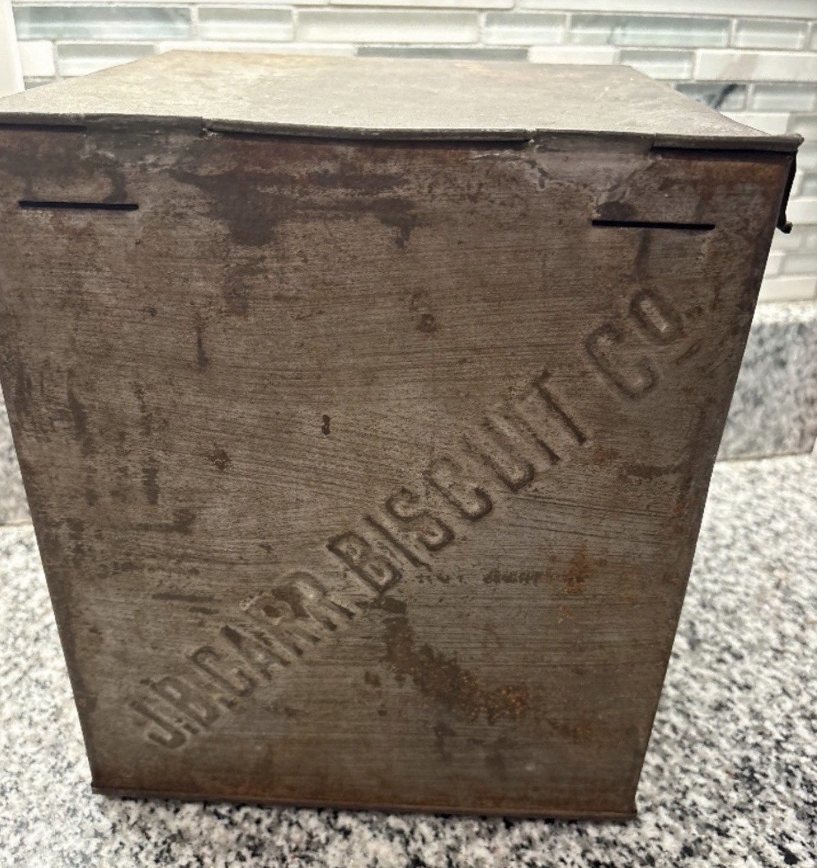 J.B. Carr Biscuit Company~Antique Store Counter Metal Display Box