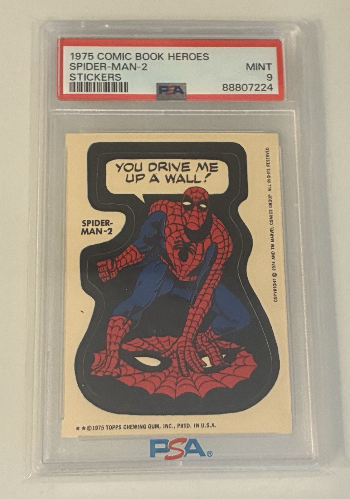 Topps 1975 Spider-Man-2 Sticker PSA 9 POP 49