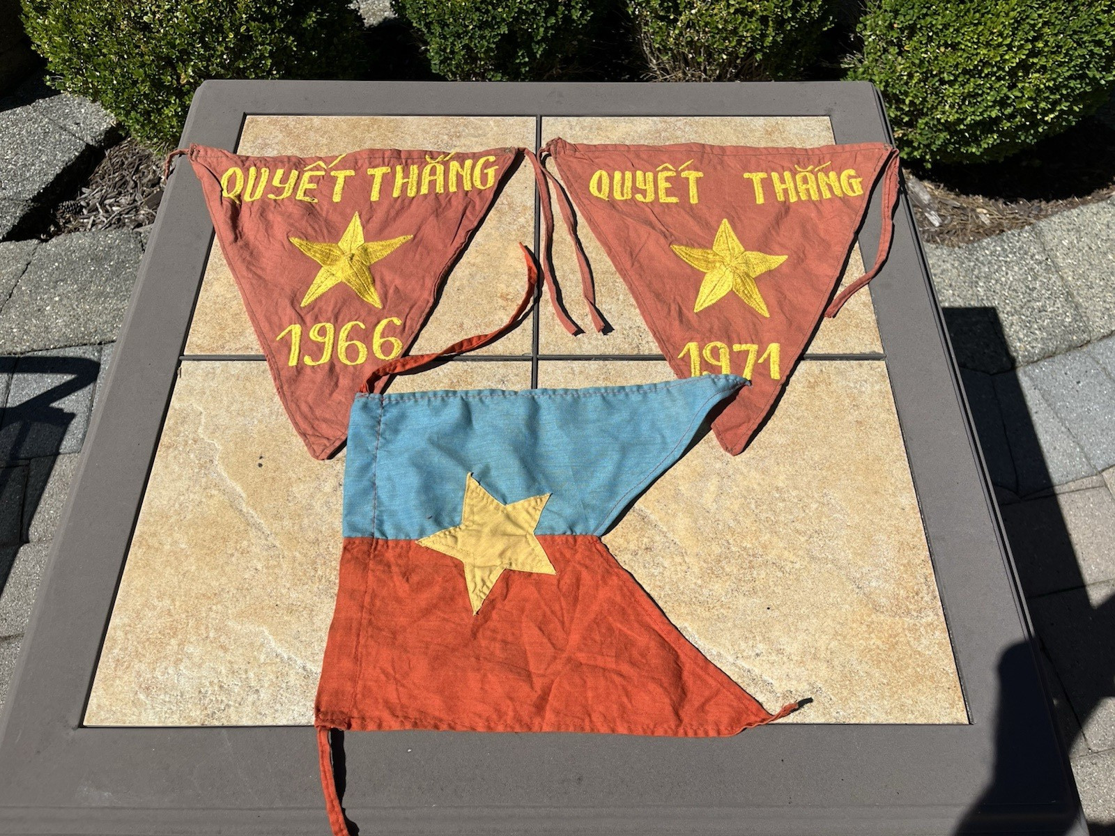 Lot of 3 Original VC Vietcong  NORTH VIETNAM , Vietnamese Military Flags