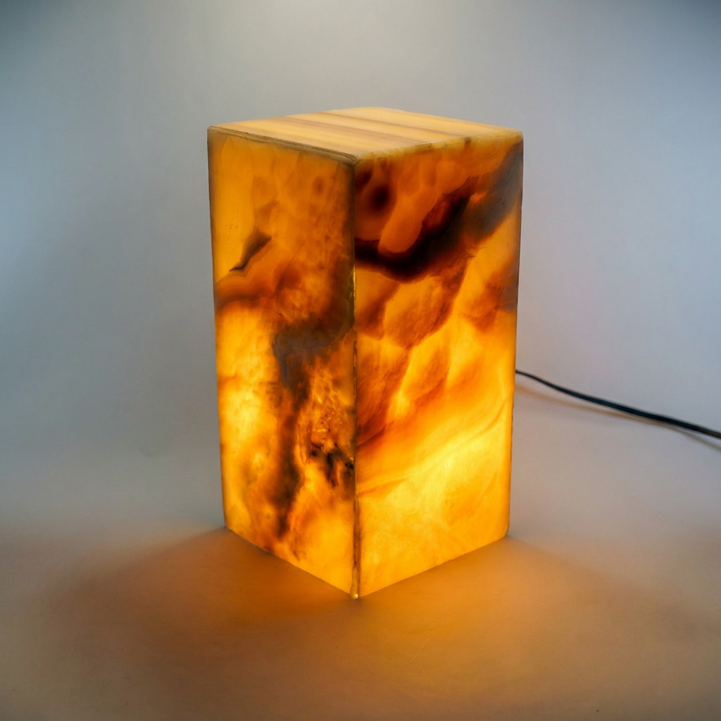 Valencia - Mexican Onyx Lamp - 100% Natural Calcite Rock From Mexico 12.5x6x6