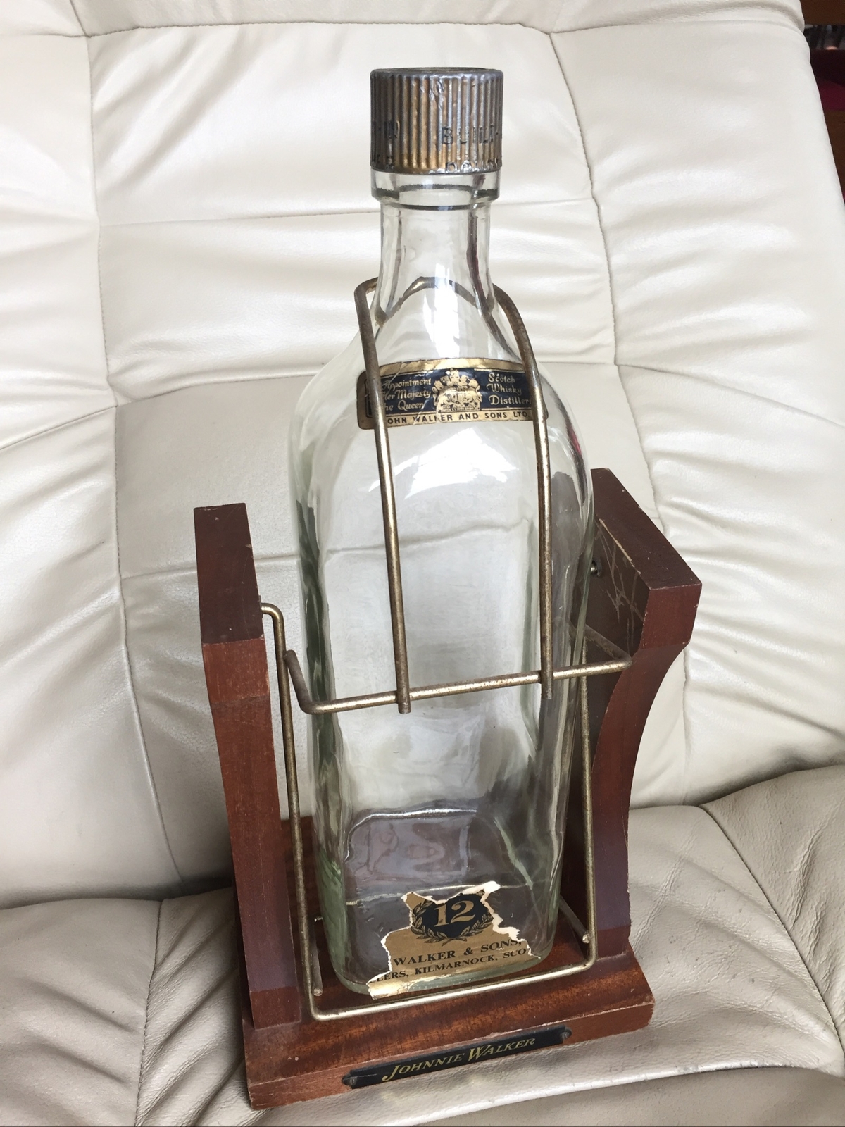 John Walker & Son Extra Special 12 Yr. Gold Wood Brass Pour Cradle Promo Barware