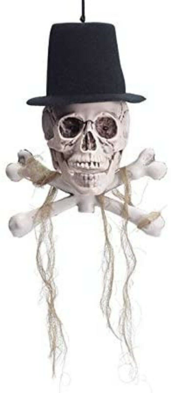 Light Up and Singing Skeleton Head with a Top hat, Halloween Décor, 8 Inches