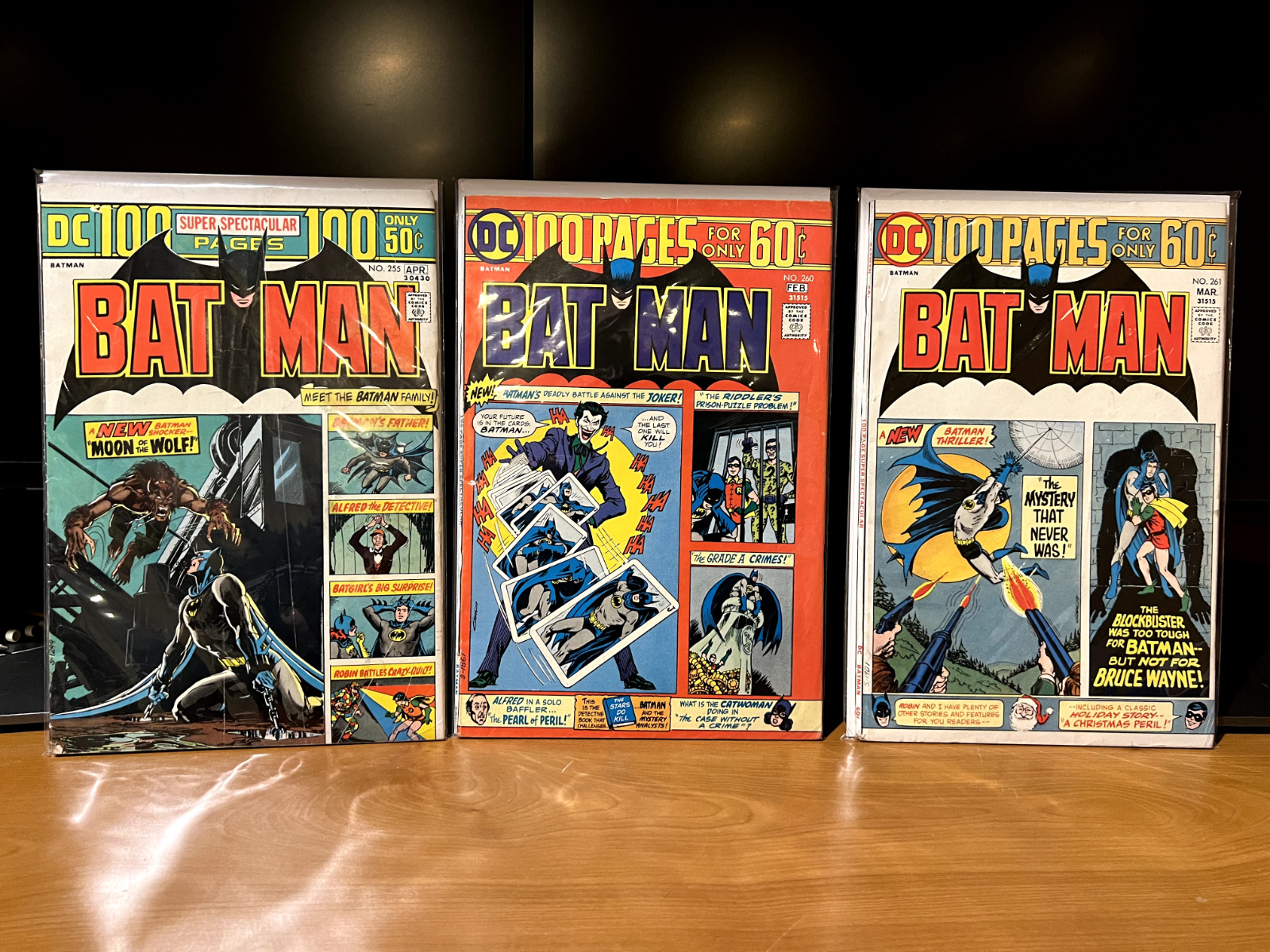 Lot of 3 Batman #255 260 261 100 PAGE PG 1975 NICE Mid graded books - BRONZE AGE