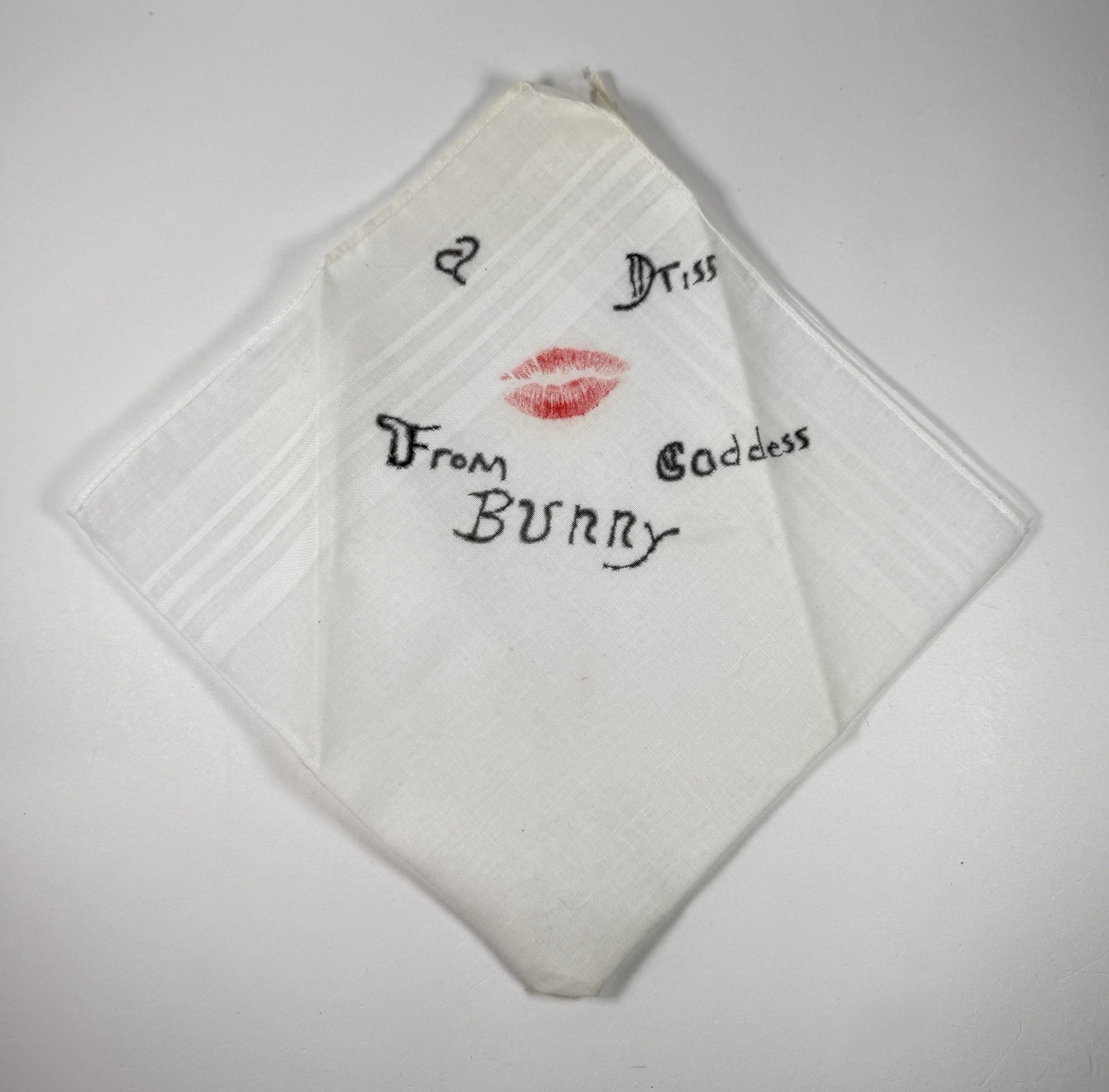 The Goddess Bunny Signed Hanky w/Lipstick Kiss Transgender Icon Sandie Crisp