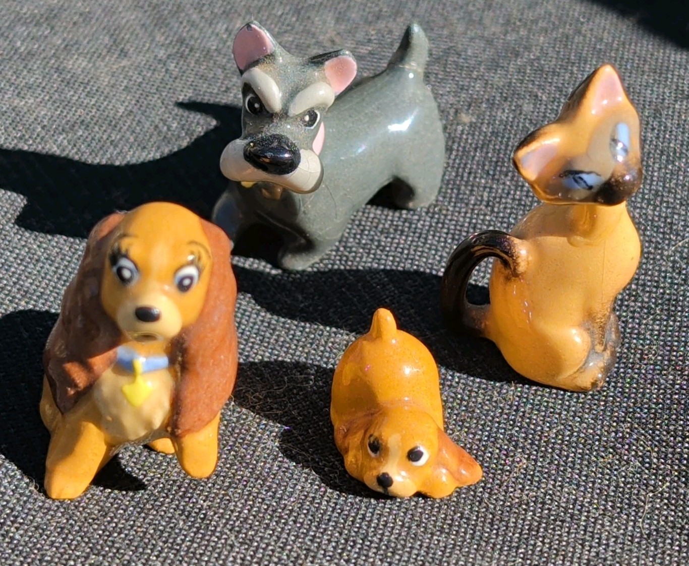 Disney Hagen Renaker Lady & The Tramp 4 Pc Set 1950s Lady Si/Am Scamp Jock As Is