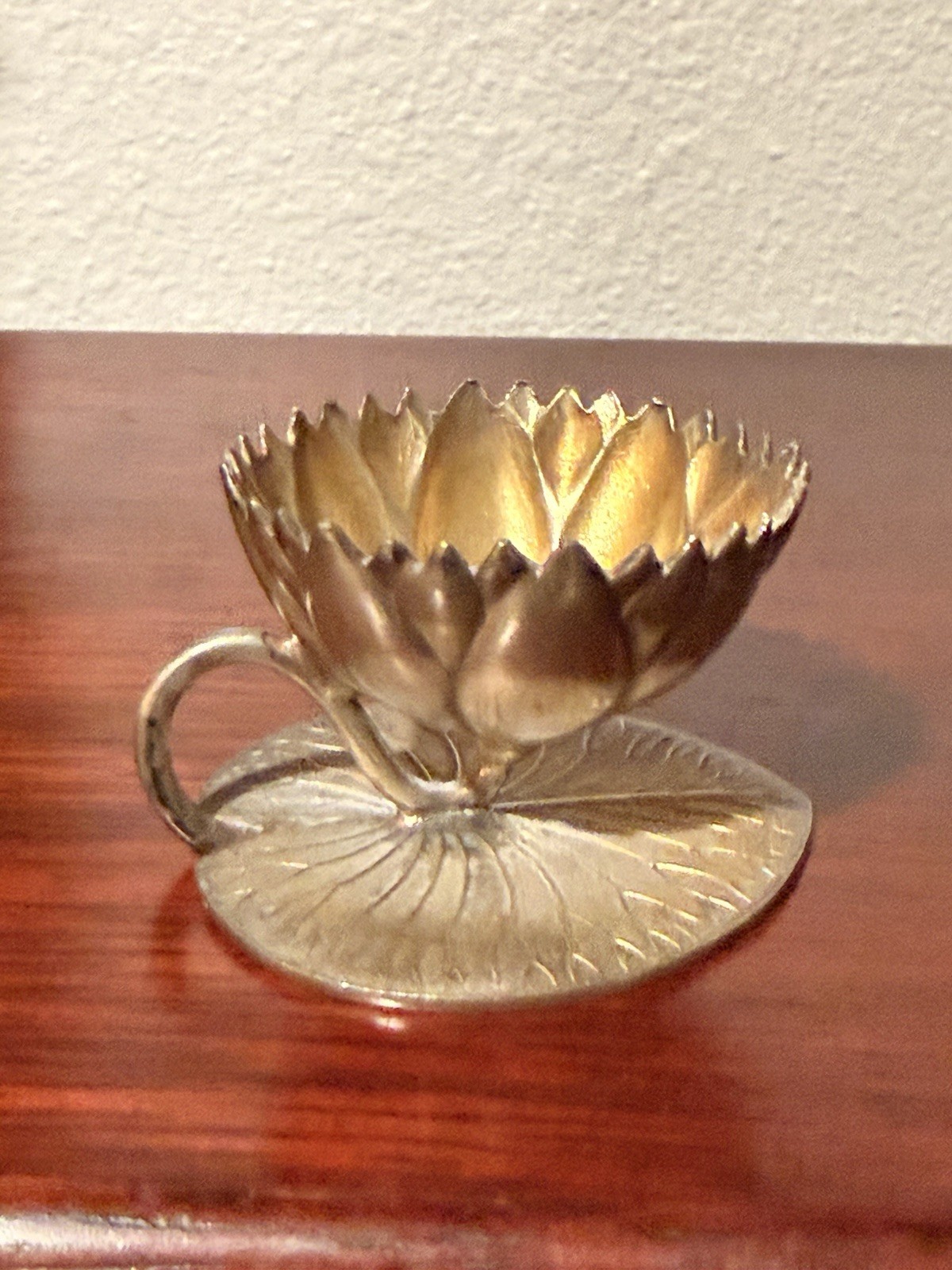Antique Meriden Britannia Company Lotus Salt Cellar Silver Plated 2”
