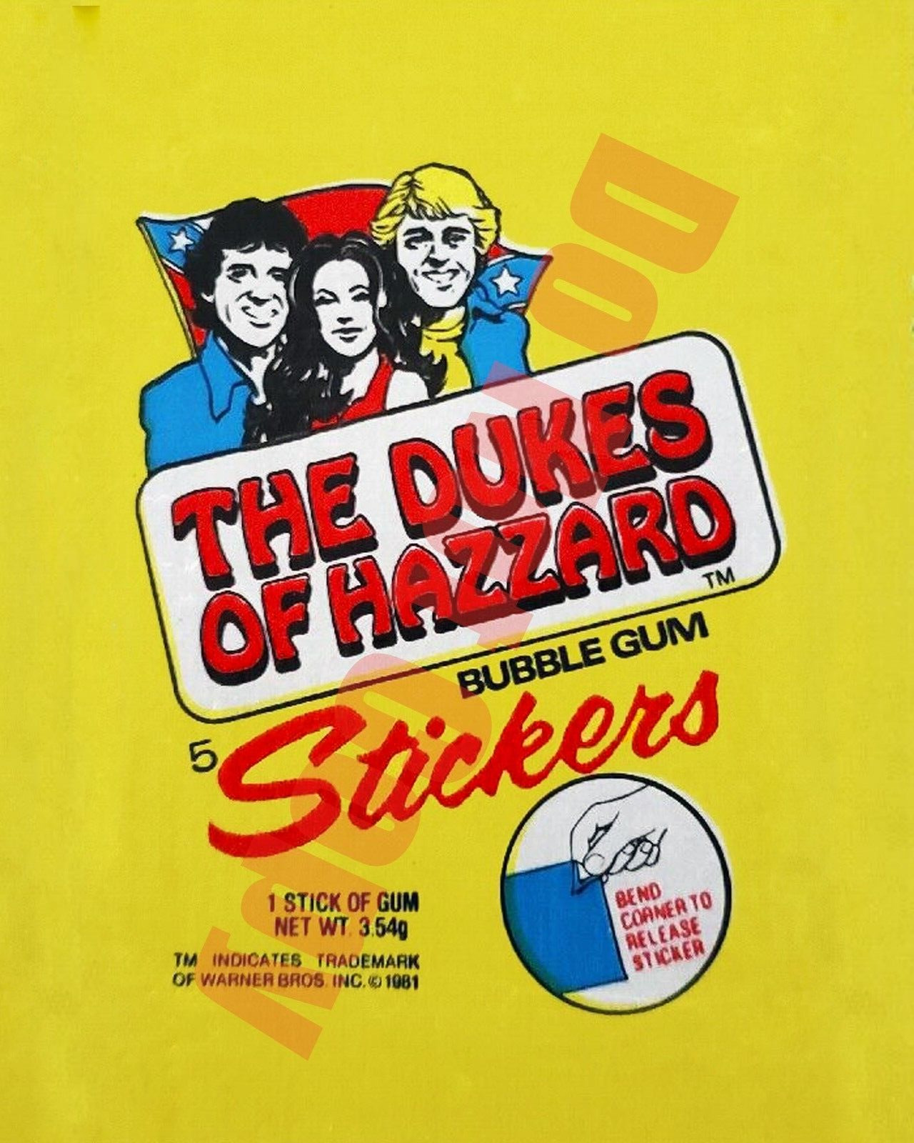 1981 DONRUSS THE DUKES OF HAZZARD TV Show Yellow Version Card Wrapper 8x10 Photo