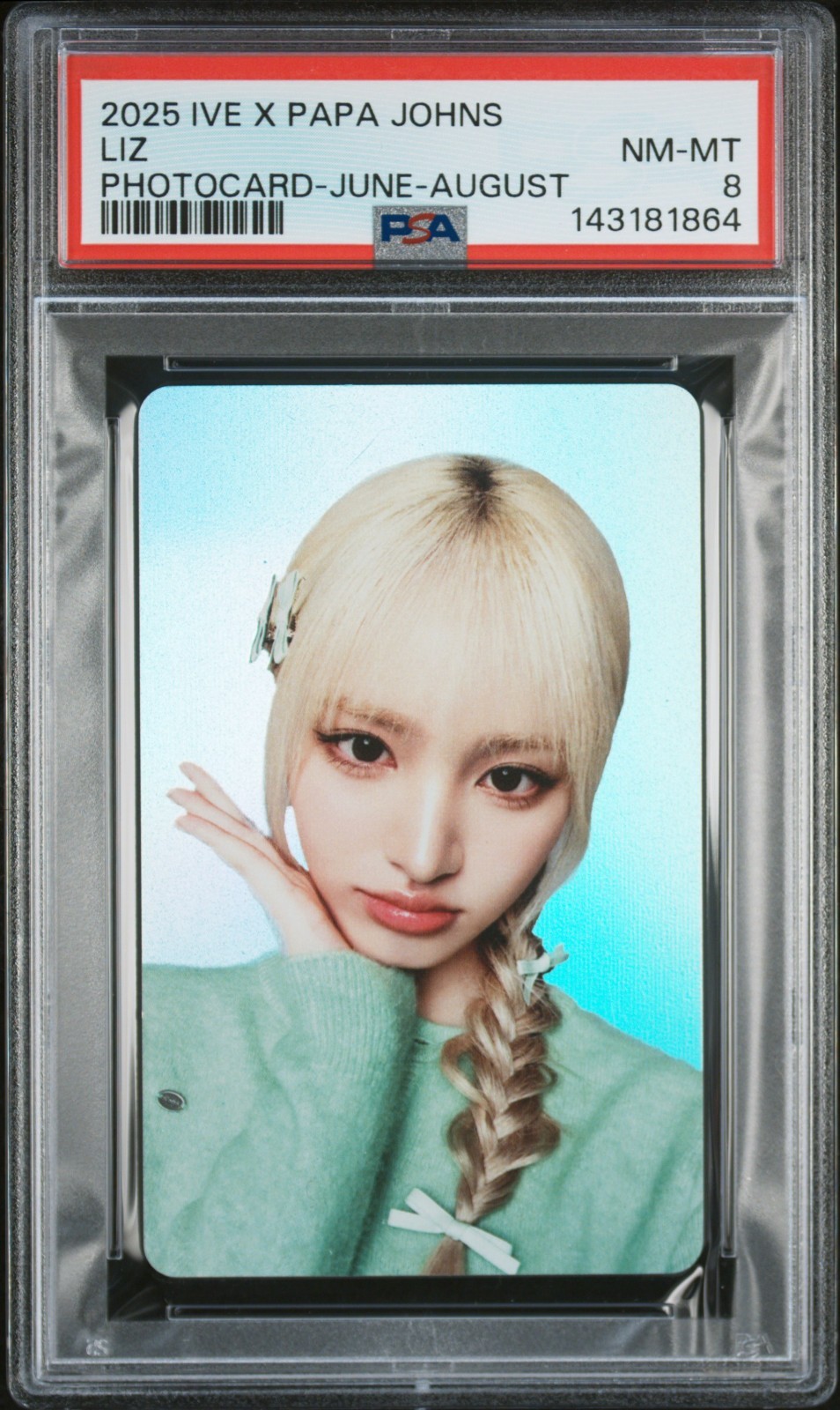 2025 IVE LIZ • PAPA JOHNS June–August Photocard • PSA 8