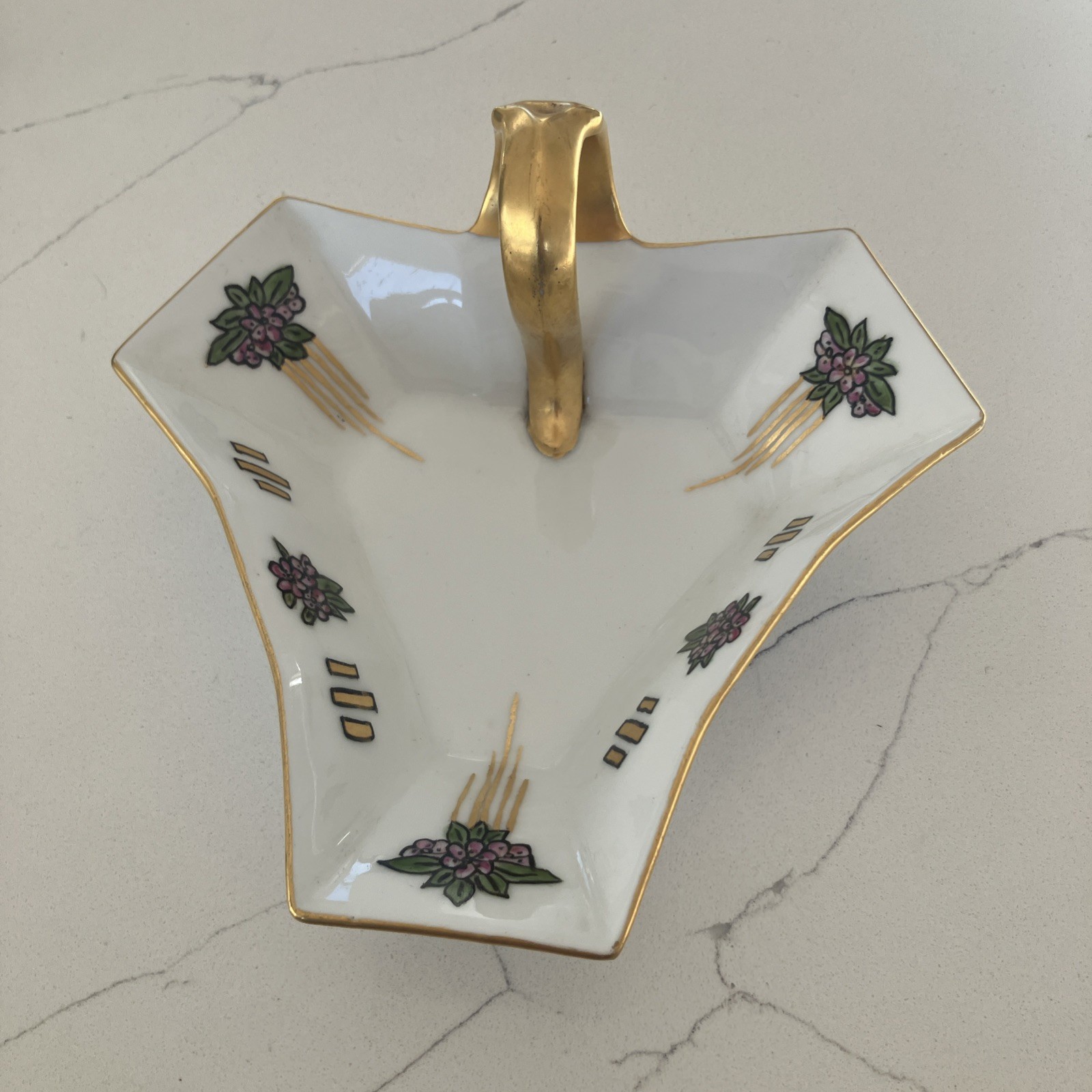 vintage porcelain nappy dish or small handled trinket tray (Royal Schwarzburg)
