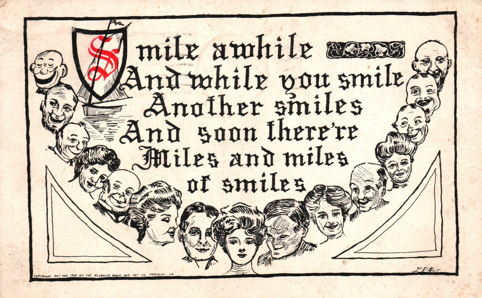 1912 Smile A While And While You Smile Another Smiles, Vintage Postcard